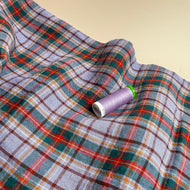 Ex-Designer Deadstock - Yarn Dyed Pure Check in Lilac & Green