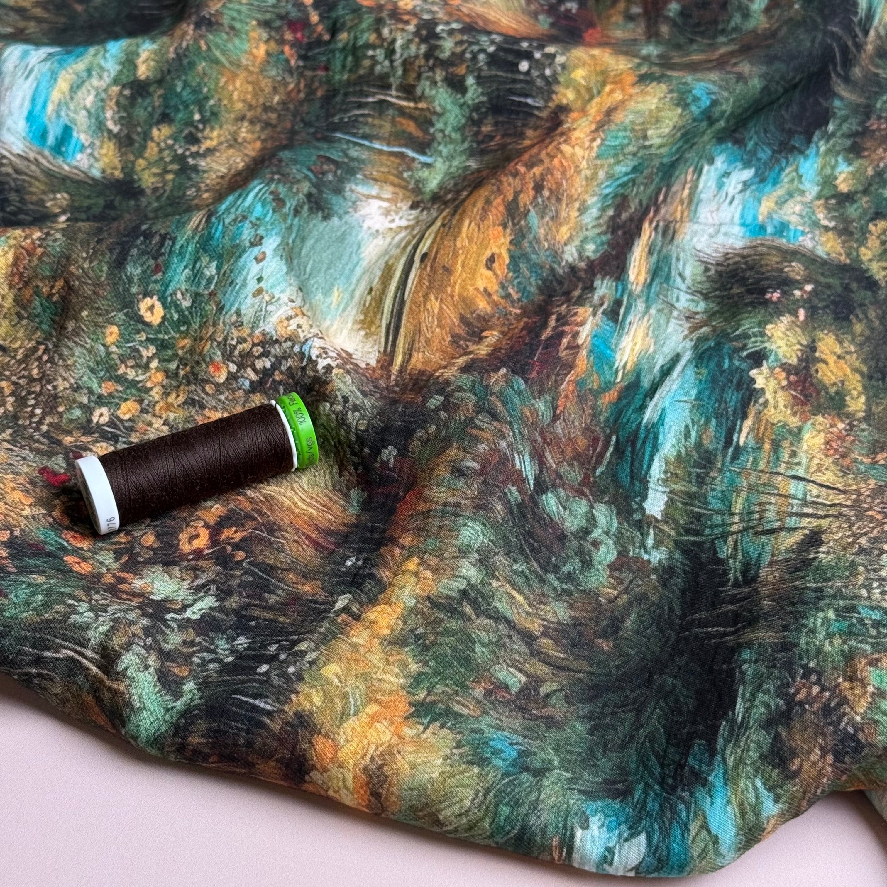 Impressionist Landscape Fine Viscose Twill