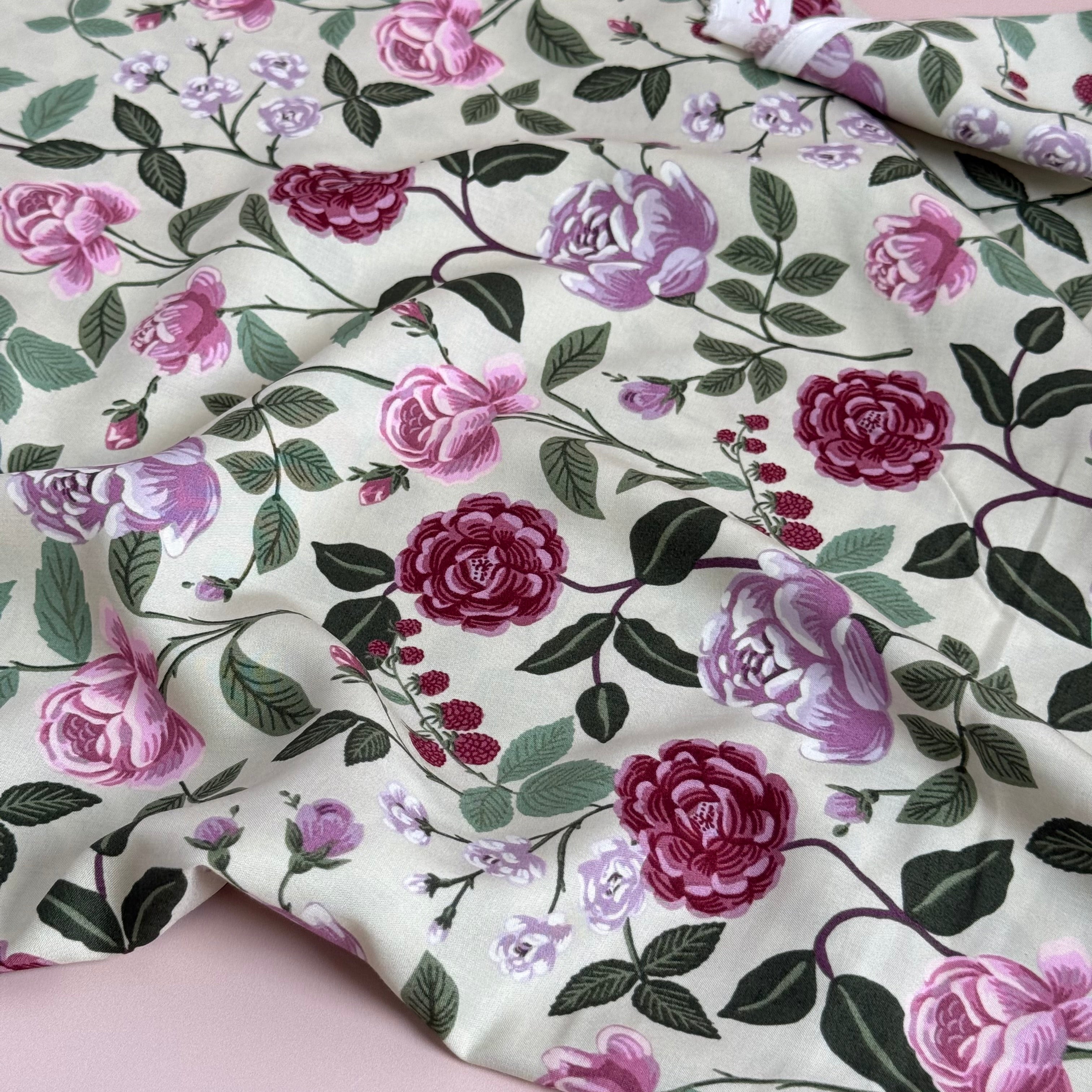 Rifle Paper Co - Roses in Plum Rayon from English Rose