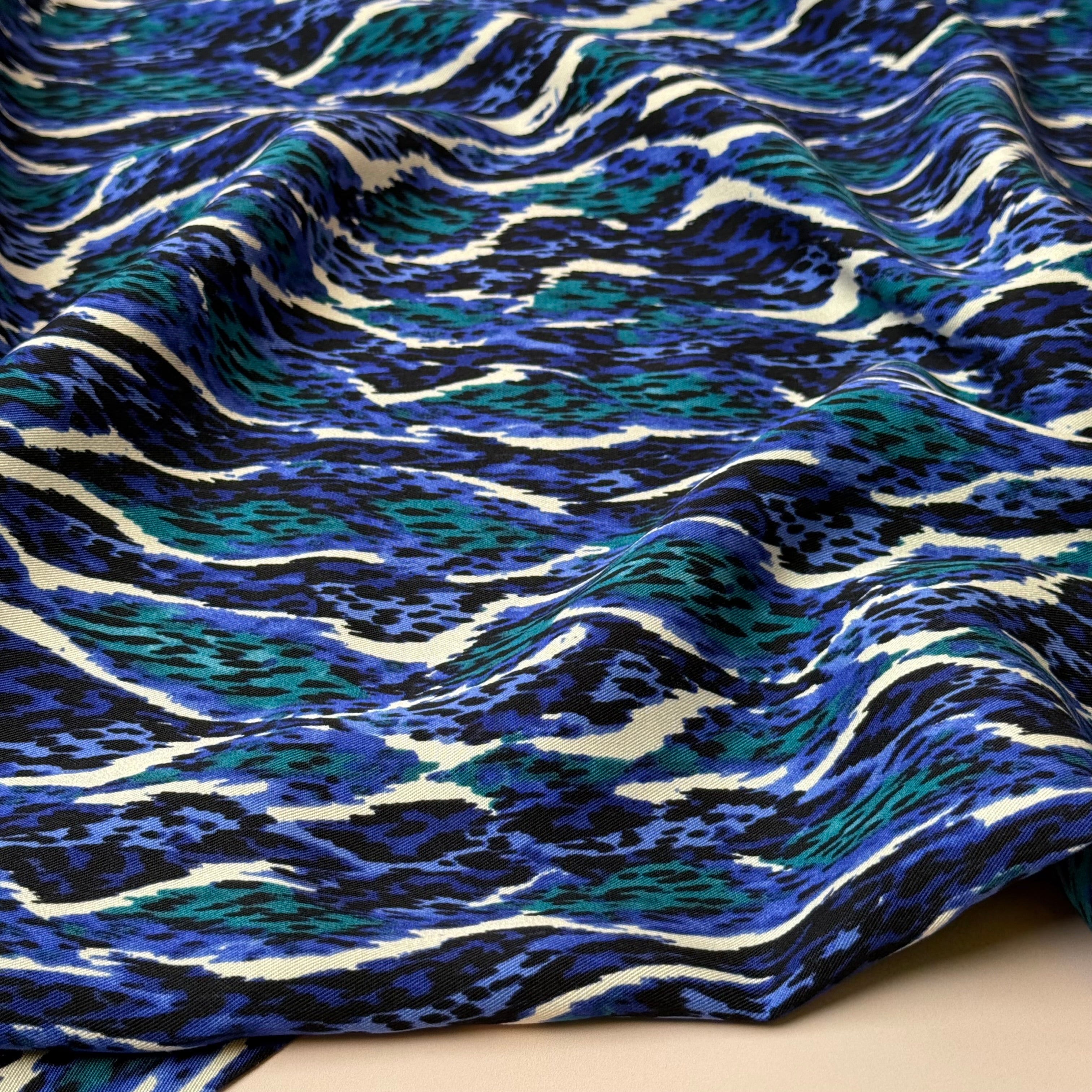 Royal Blue Jungle Viscose Twill