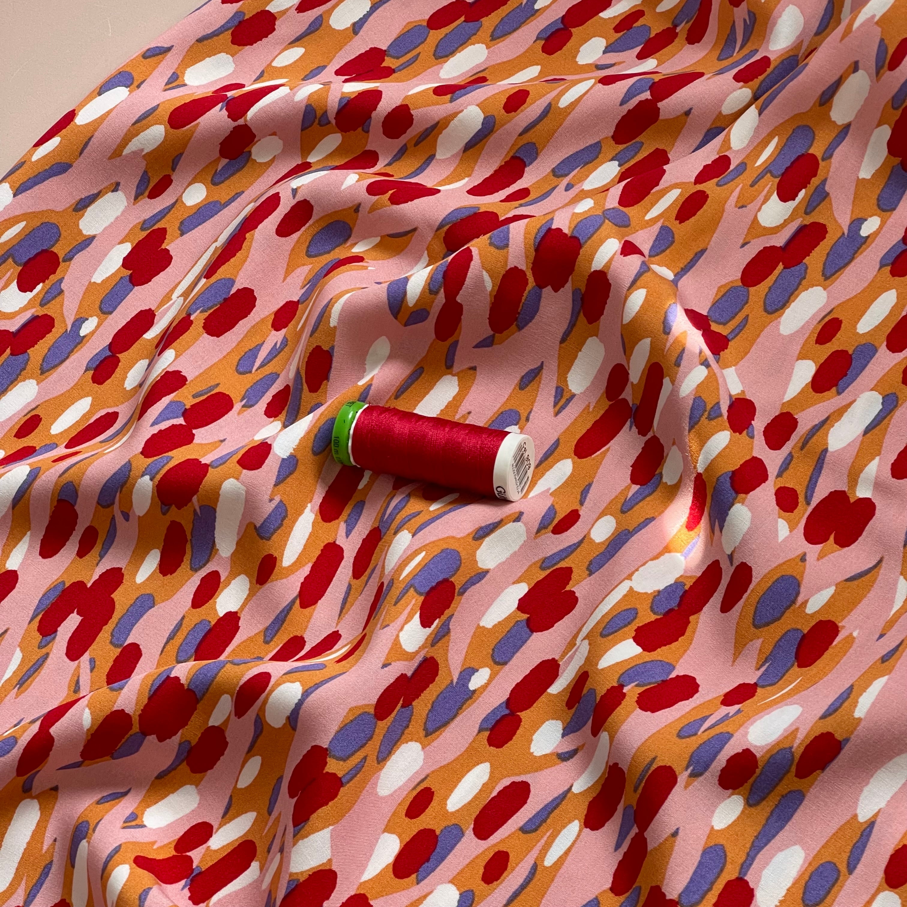 Abstract Lanes Viscose Poplin Fabric