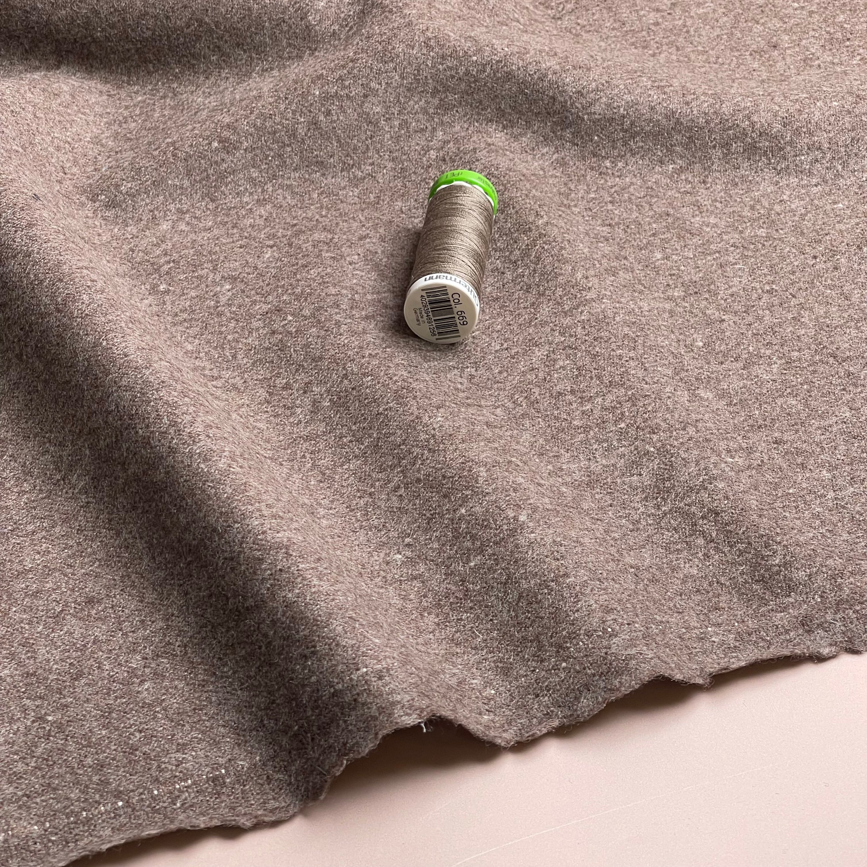 Deadstock Plain Light Beige Wool Coating Fabric