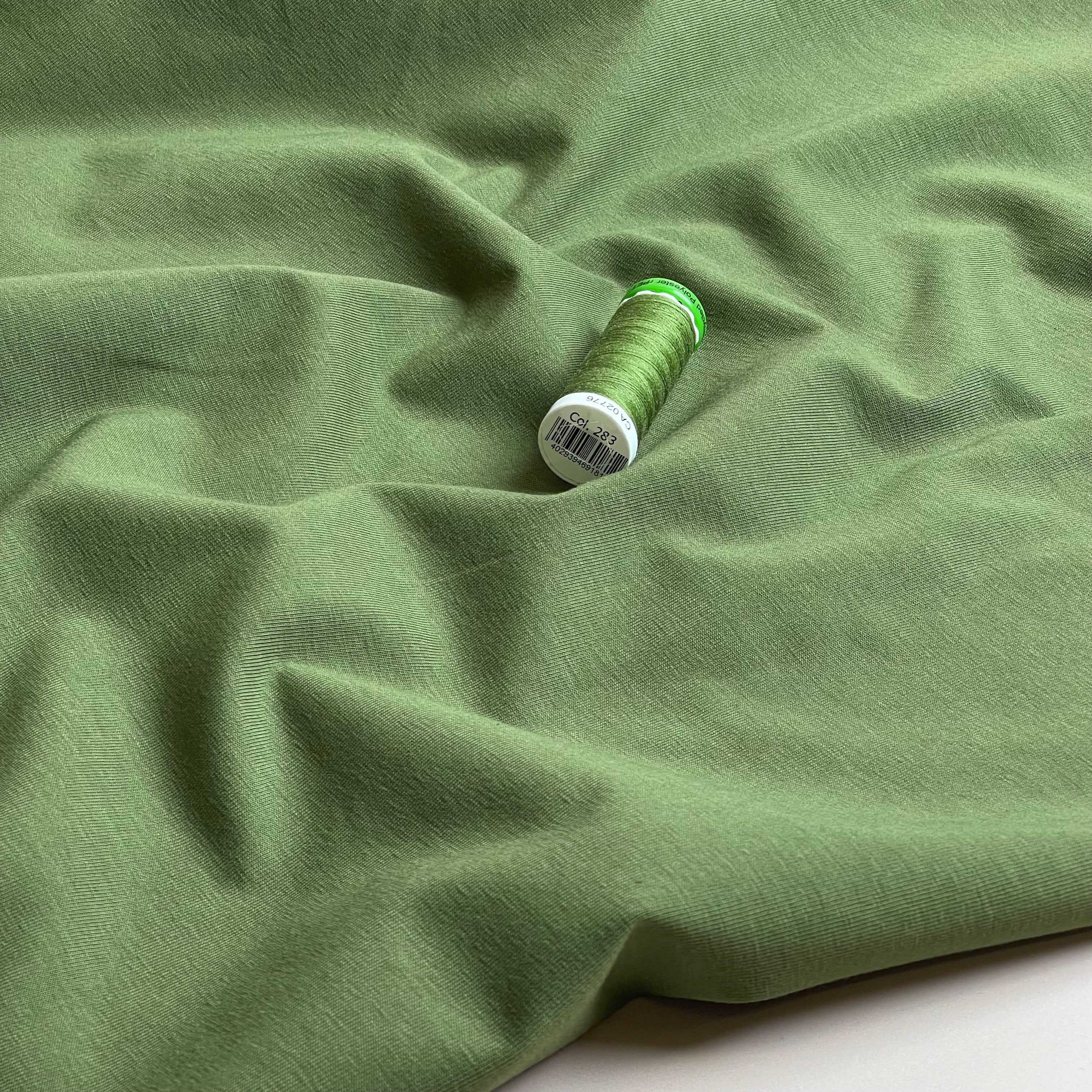 Essential Chic Olive Plain Cotton Jersey Fabric