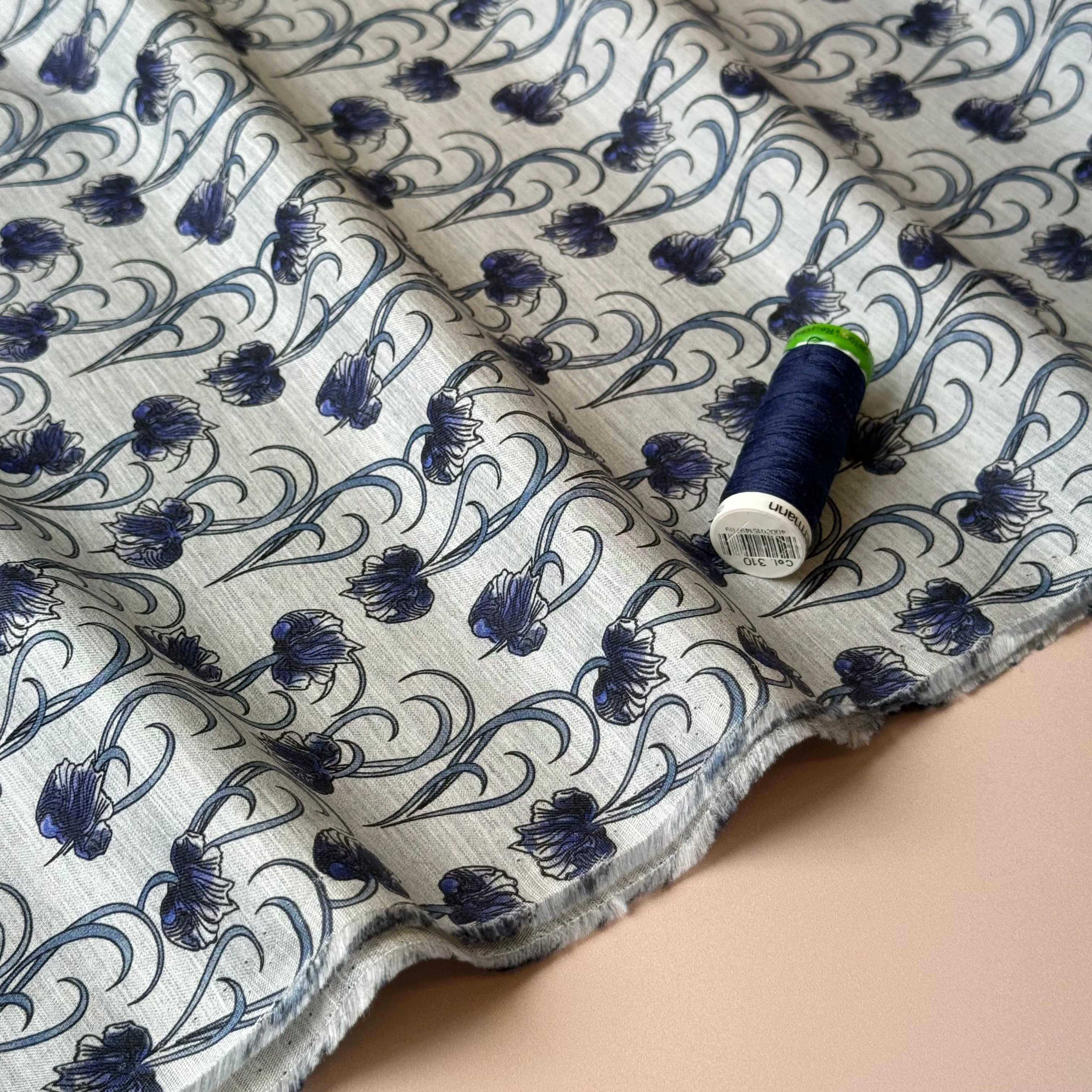 Ex-Designer Deadstock Blue Iris Fine Cotton Fabric