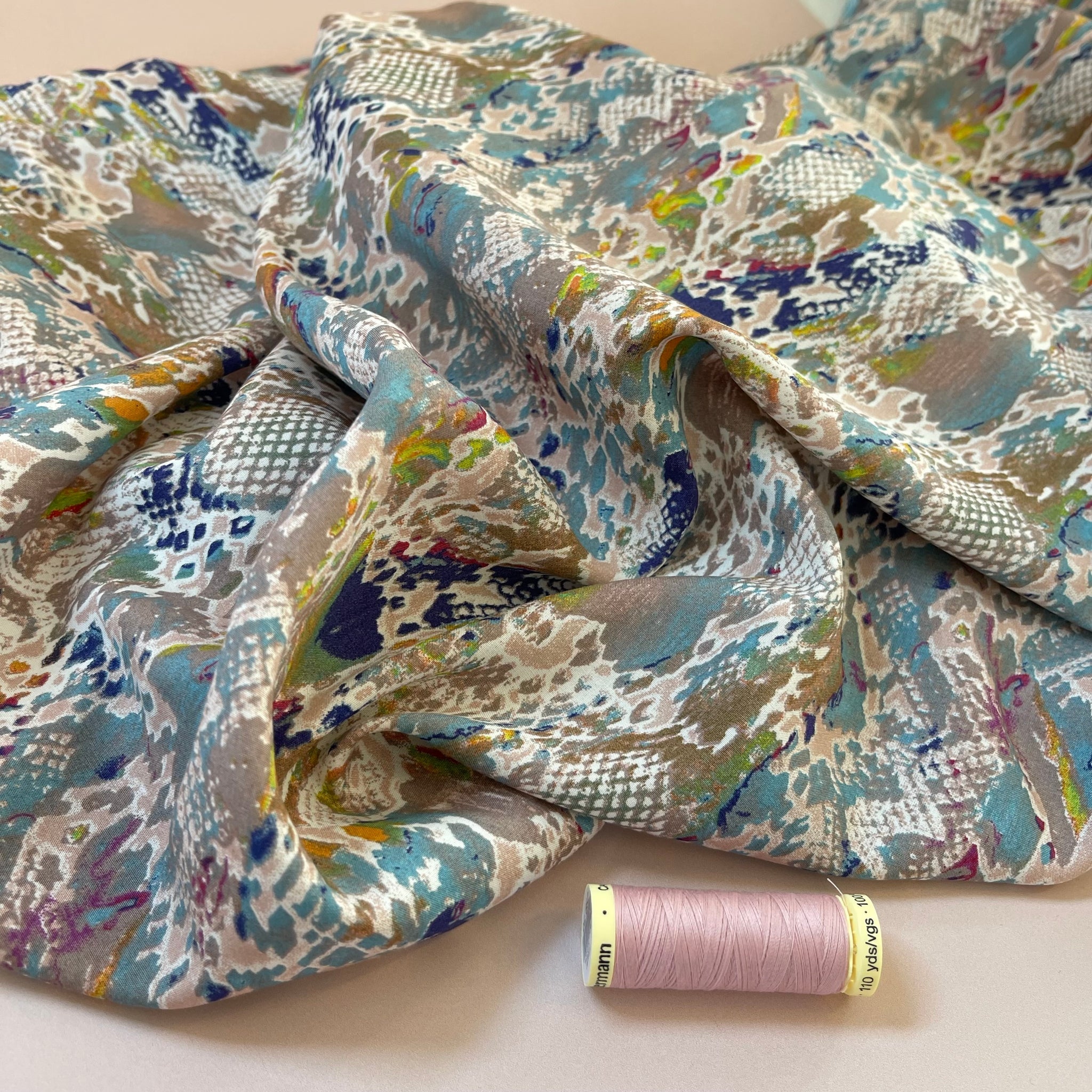 Make an Outfit - Pastel Dreams Viscose with Sea Blue Washed Cotton Bundle