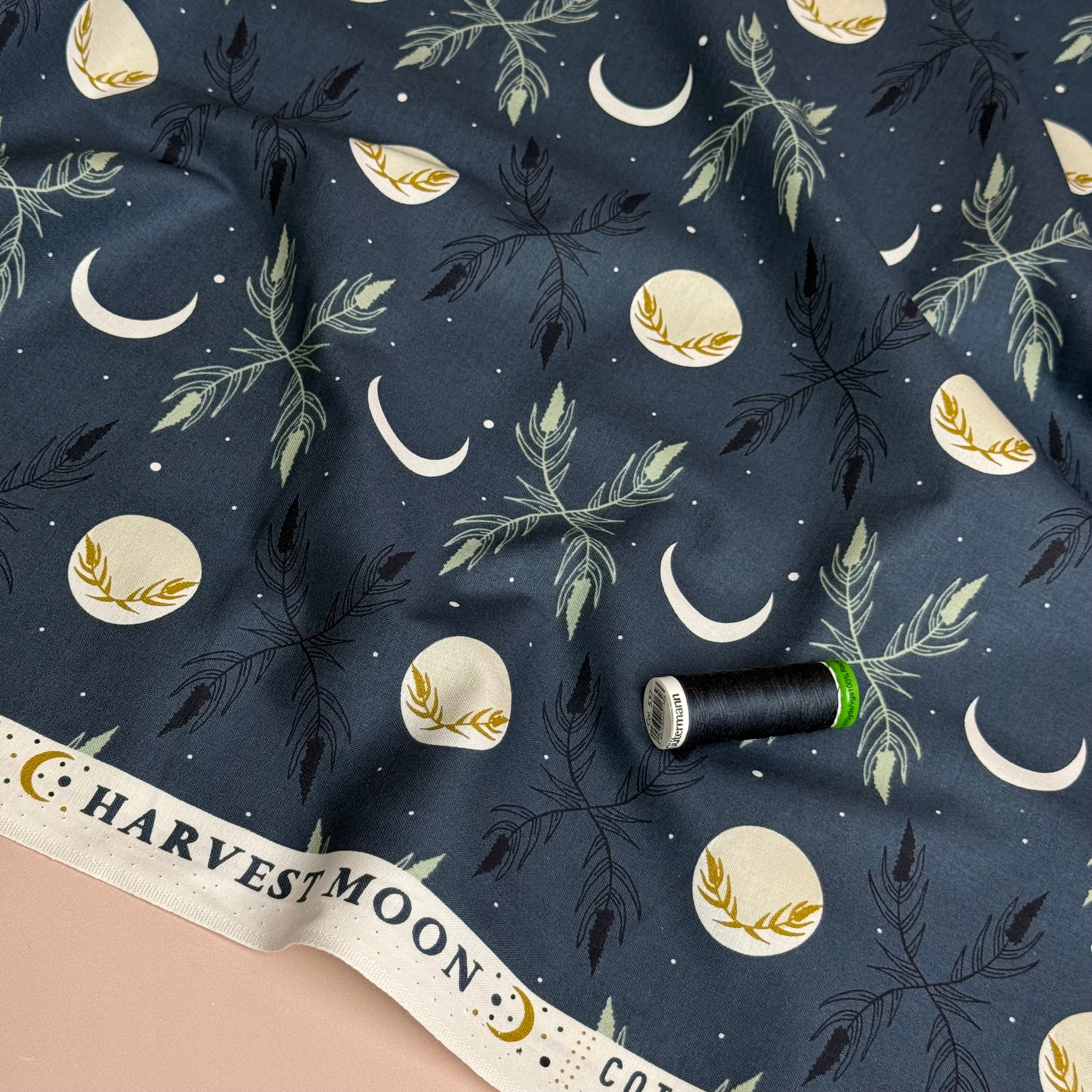 Cotton and Steel - Harvest Moon in Night Japanese Cotton Fabric