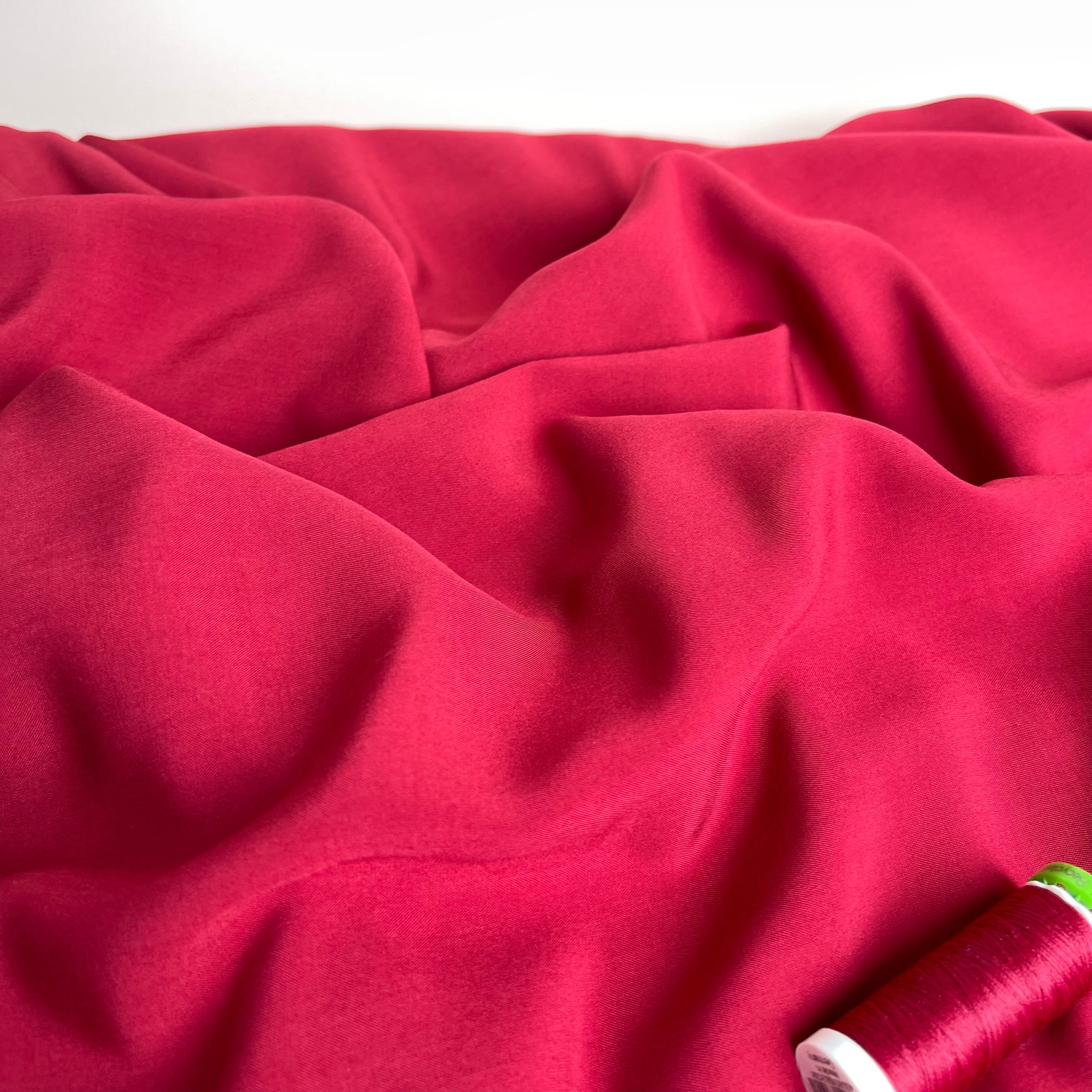 Elegance Red Plain Viscose Poplin Fabric