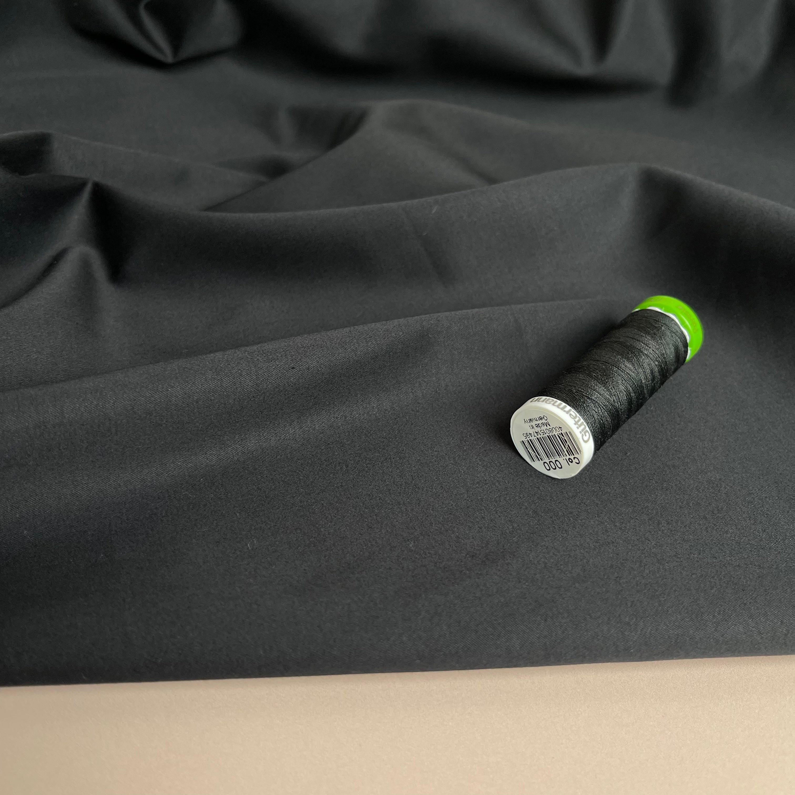 REMNANT 0.75 Metre - Ex-Designer Black Stretch Cotton Tencel Fabric