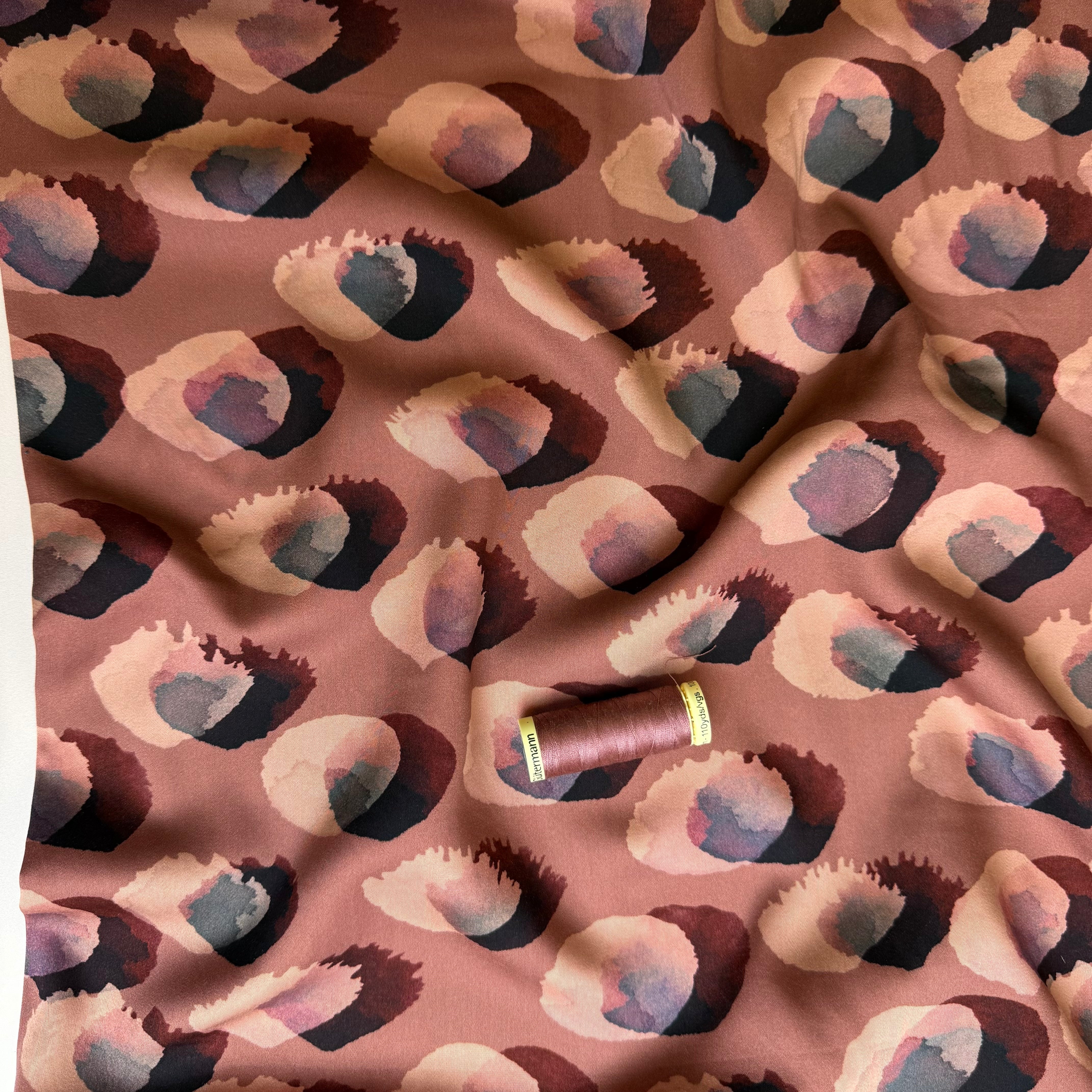 Water Marks Clay Pink Viscose Sateen Fabric