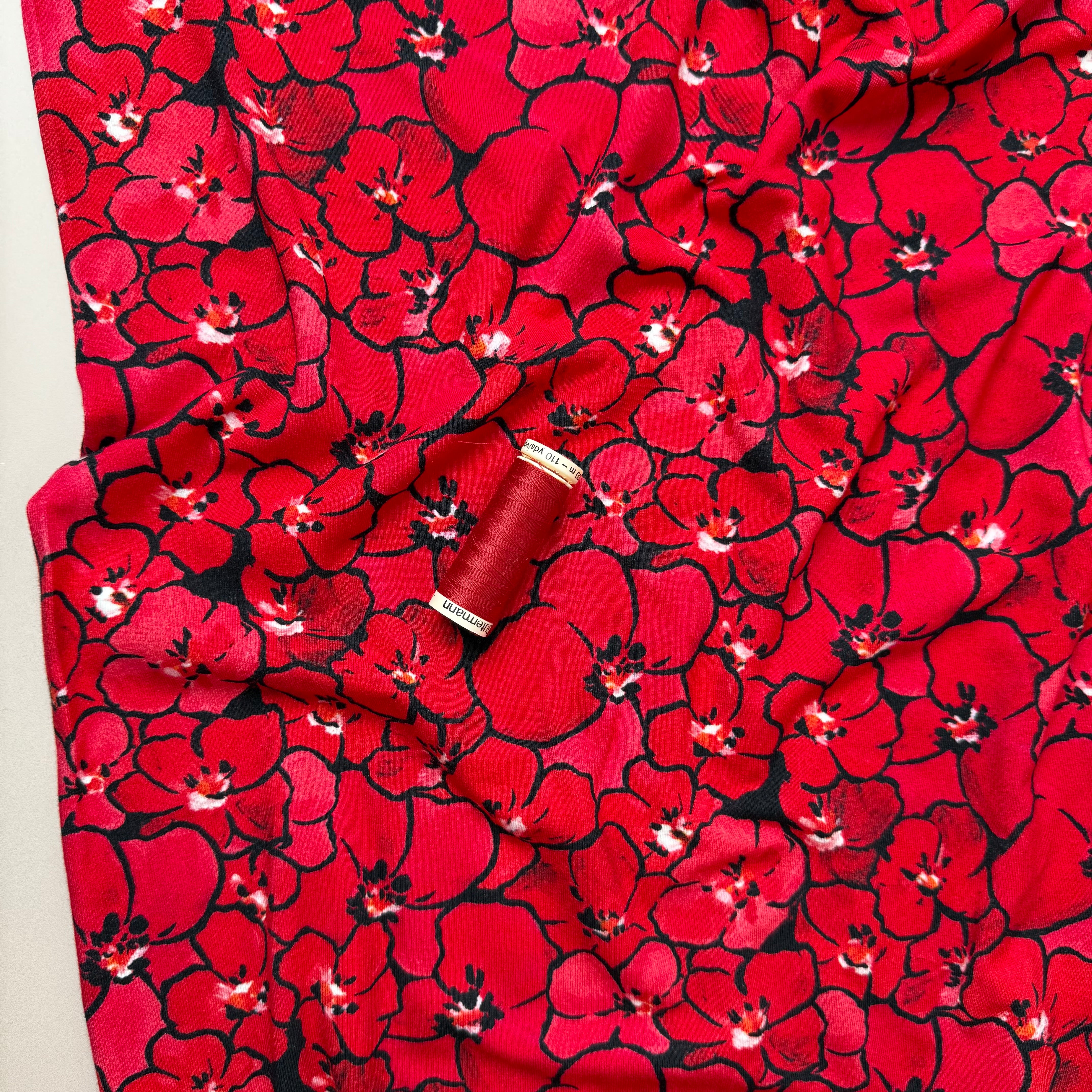 Bold Poppies Viscose Jersey Fabric