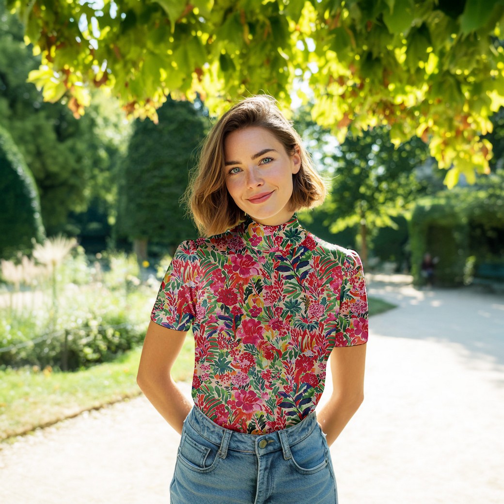 Impressionist Spring Garden Viscose Jersey Fabric