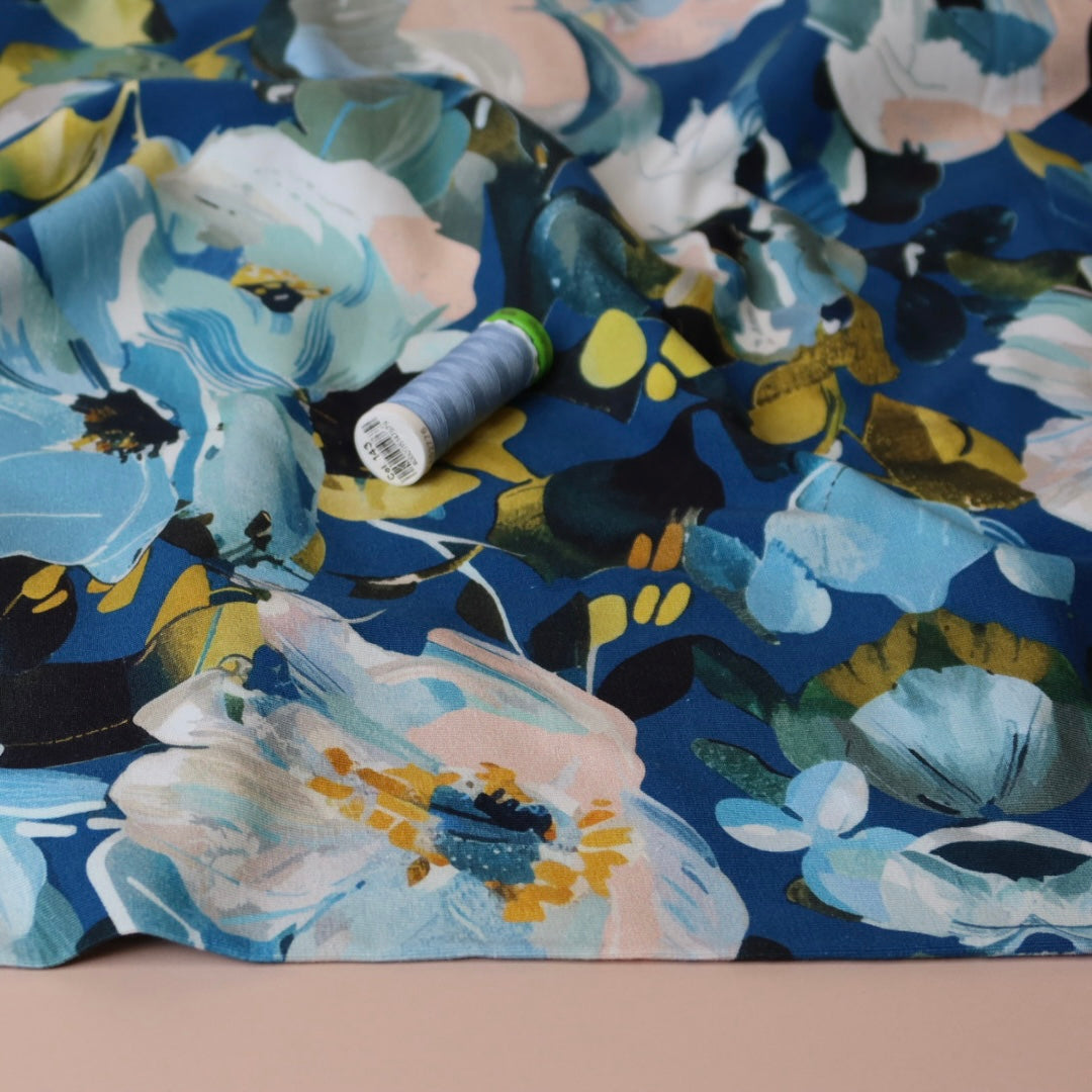 REMNANT 1.2 Metres - Danish Design - Ocean Blooms Cotton Jersey