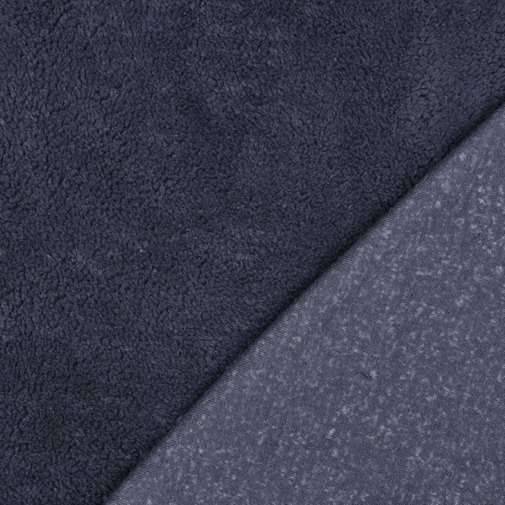 Cotton Teddy Fabric in Denim Blue