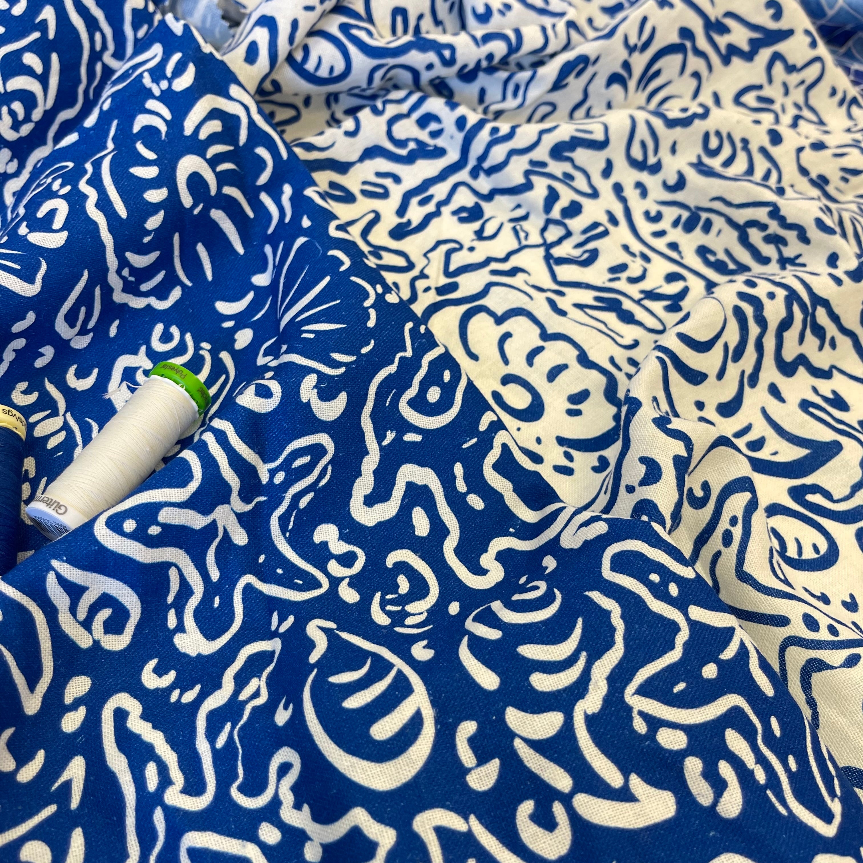 Adventure - Sealife Blue Linen Viscose Blend Fabric