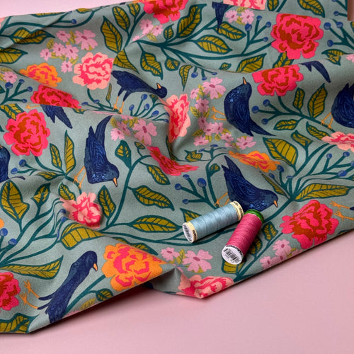 Art Gallery Fabrics - Blackbird Aviary Cotton Flannel from Starling