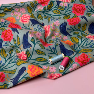 Art Gallery Fabrics - Blackbird Aviary Cotton Flannel from Starling