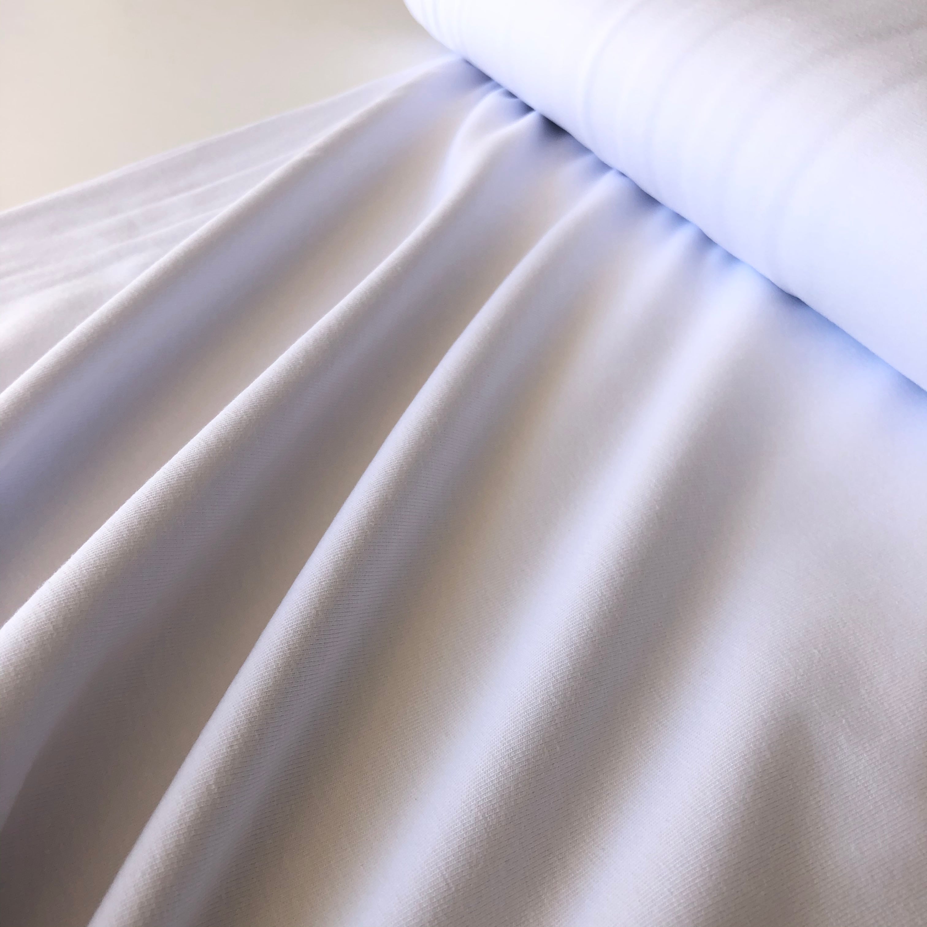 REMNANT 0.80 Metre with Fault some dirt marks - Essential Chic White Plain Cotton Jersey Fabric