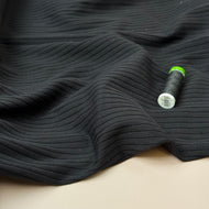 Black Cotton Ribbed Jersey