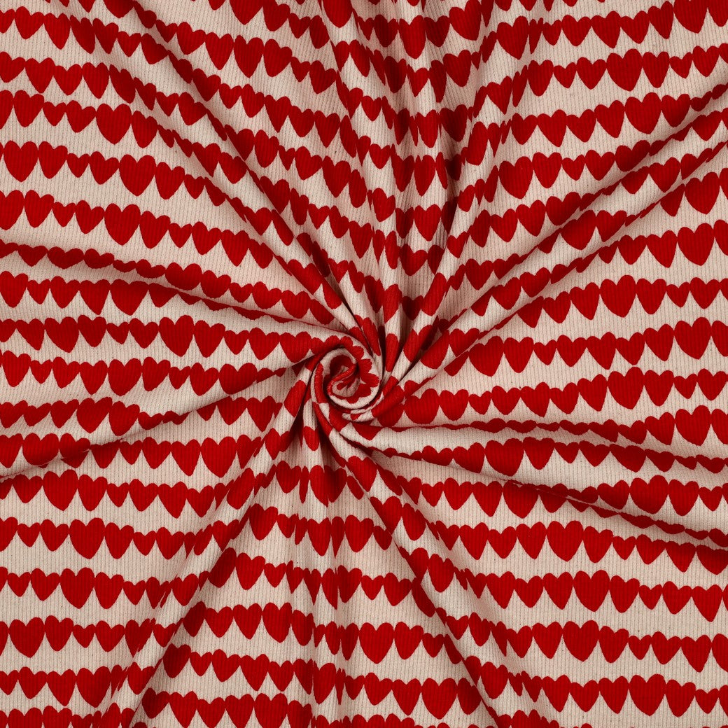 Heart Stripes Organic GOTS Cotton Ribbed Jersey