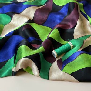 Leaves Royal Spun Viscose Sateen Fabric