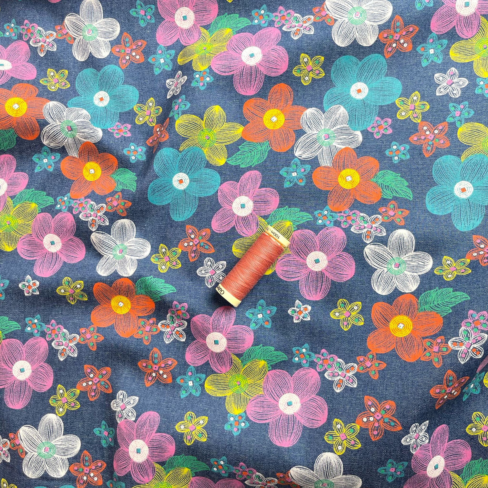 Spring Flowers 4.5oz Cotton Denim