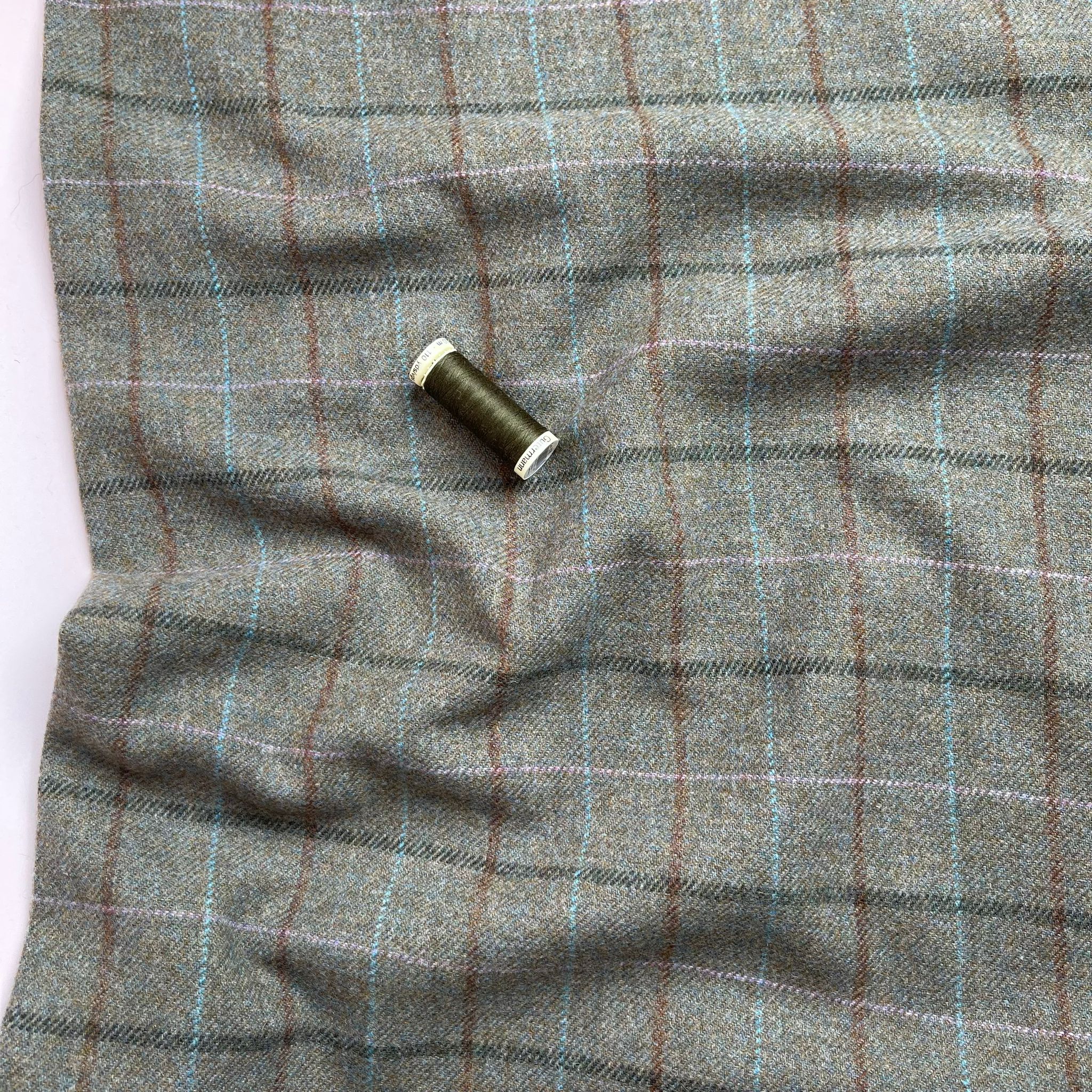 Deadstock Olive Check Pure Soft Wool Coating