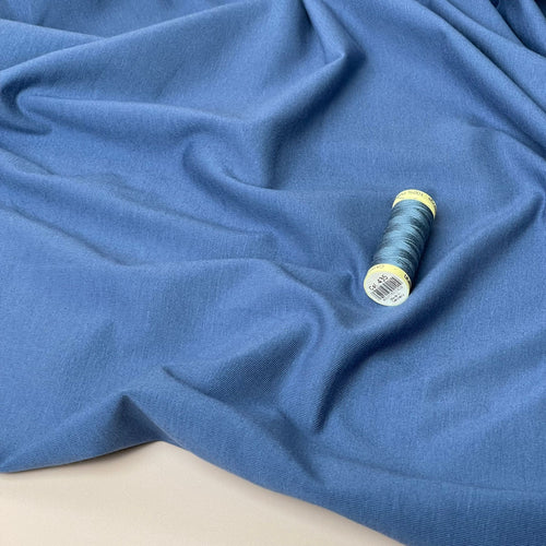 Essential Chic Denim Blue Plain Cotton Jersey Fabric