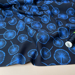 Danish Design - Cobalt Dandelions on Navy Cotton Jersey Fabric
