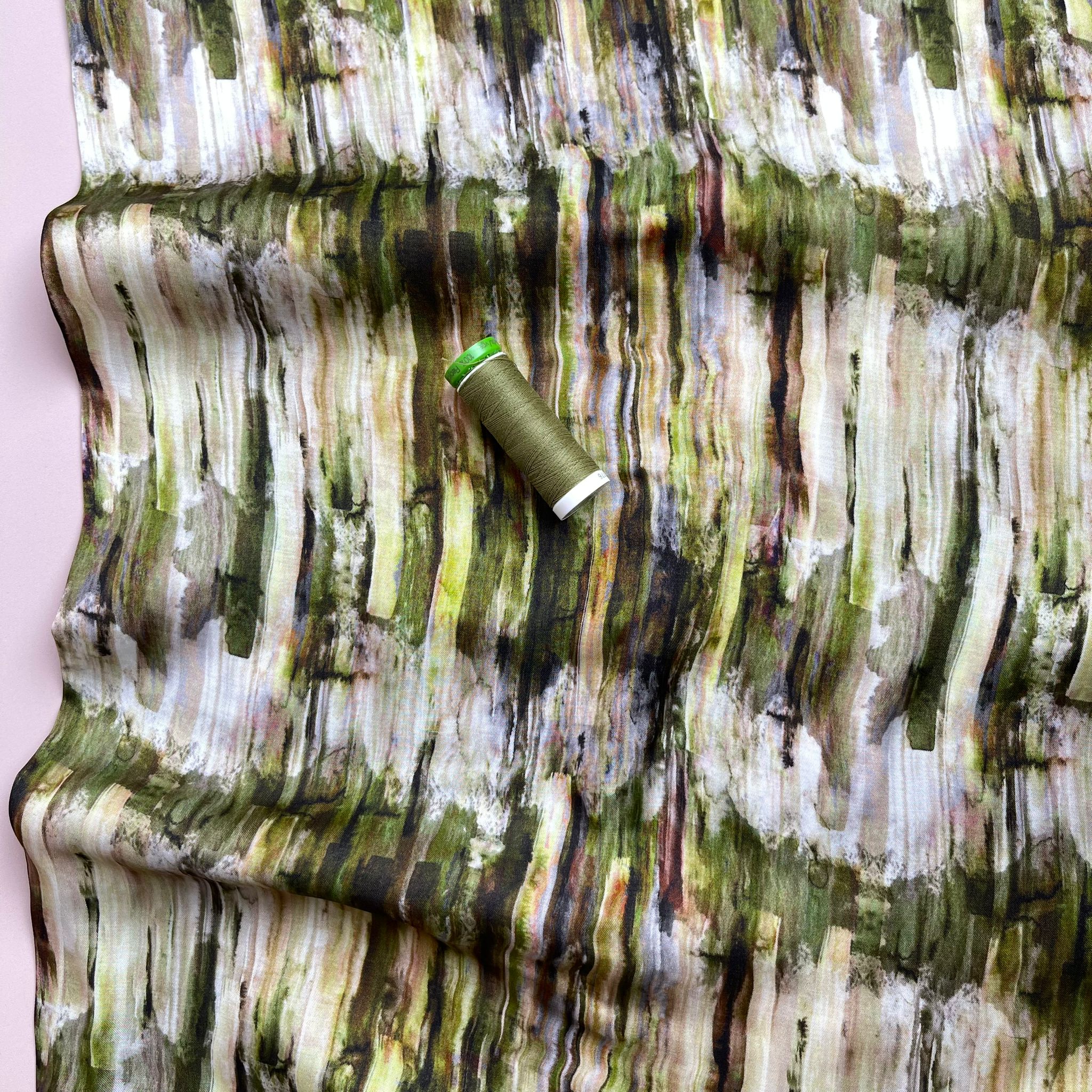 Hazy Forest Viscose Sateen Fabric