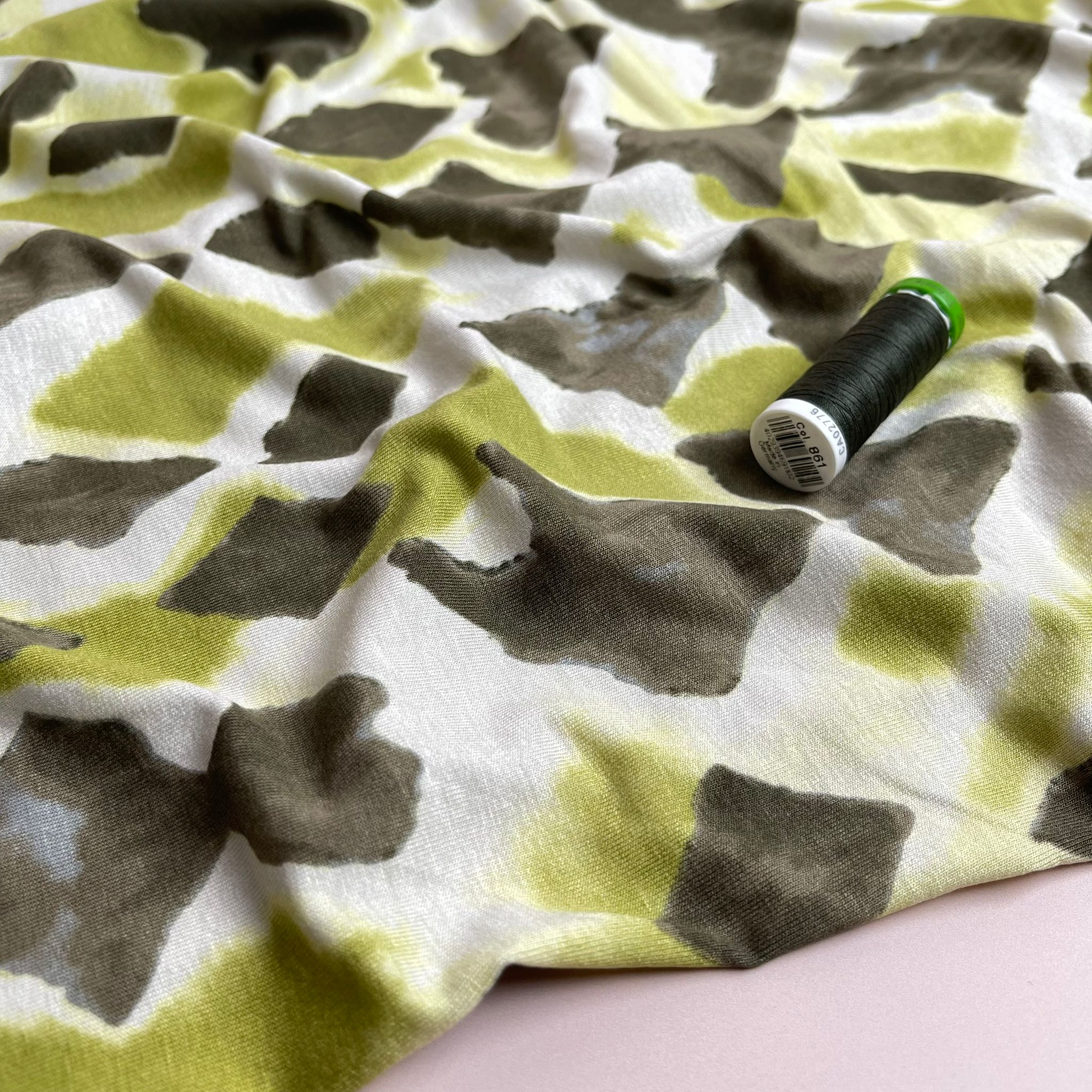 Green Diamonds Viscose Jersey Fabric