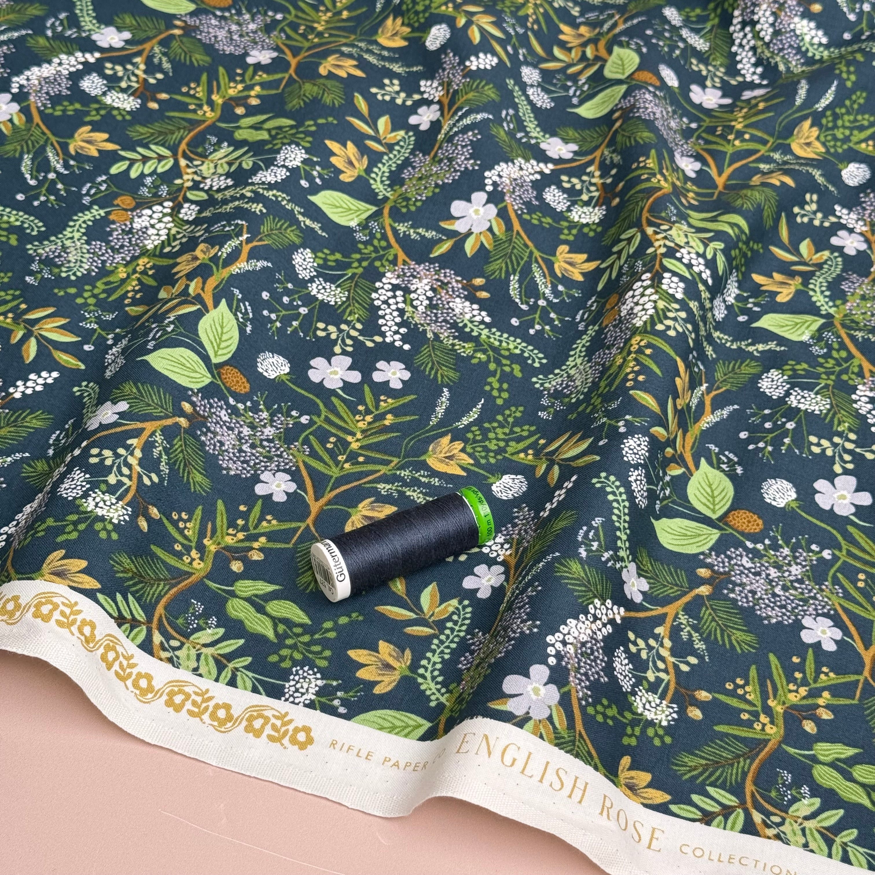 Rifle Paper Co - Juniper Forest in Evergreen Cotton Fabric from English Rose
