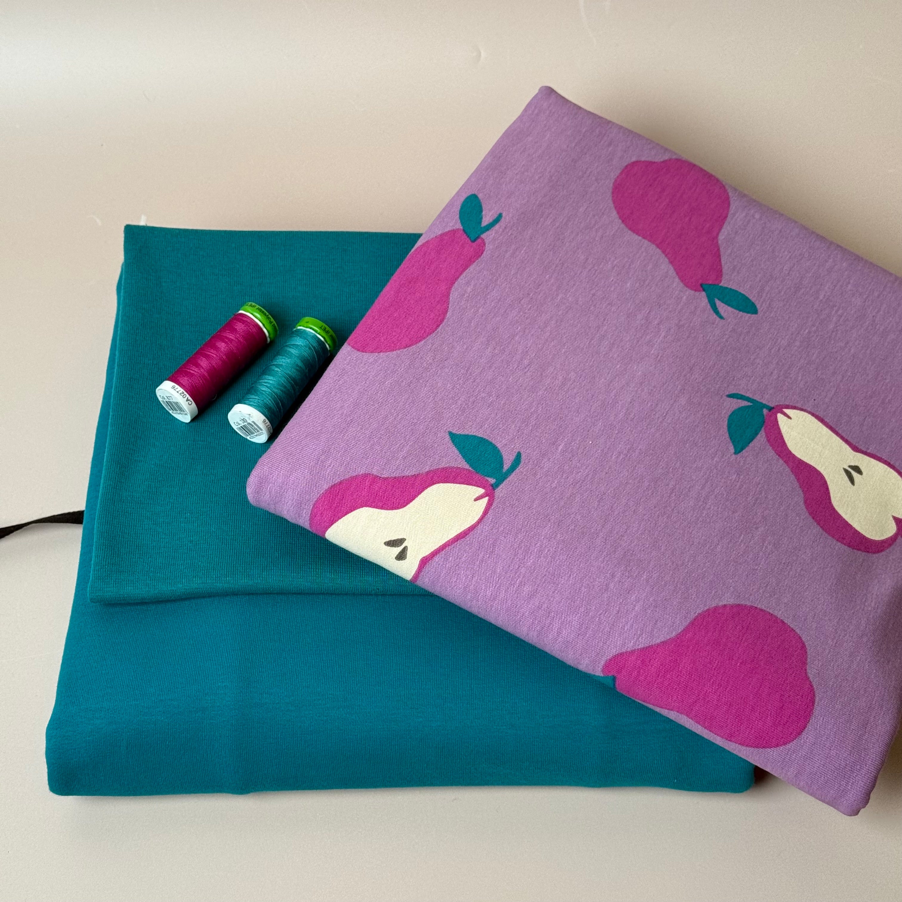 Make an Outfit Colour Bundle - Pink Pears & Plain Cotton Sweat-shirting with Ribbing