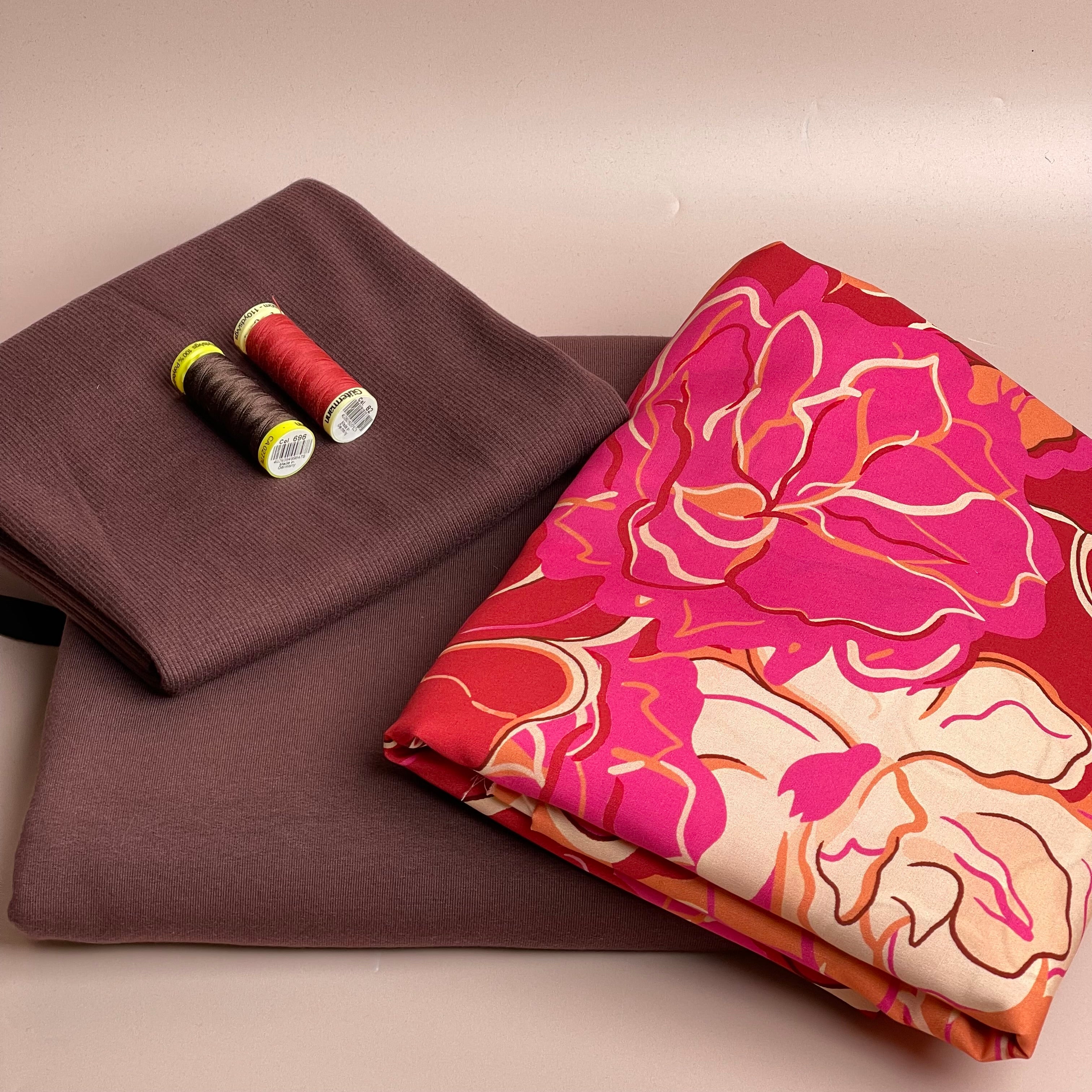 Make an Outfit Colour Bundle - Sunset Blooms Viscose & French Terry with ribbing