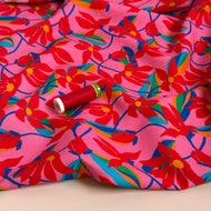 Floral Vines Viscose Linen Fabric