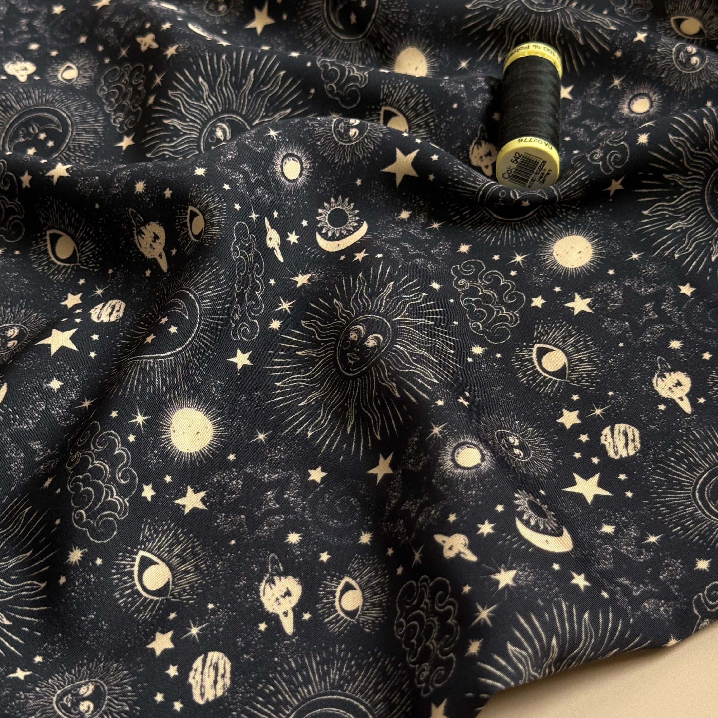 Zodiac Galaxy Viscose Sateen Fabric