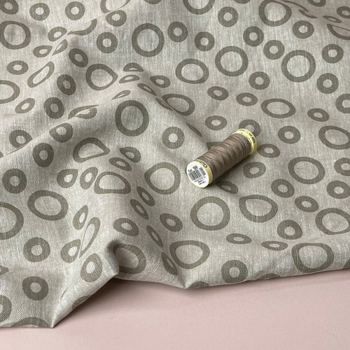 Circles Melange Linen Cotton Fabric in Sand