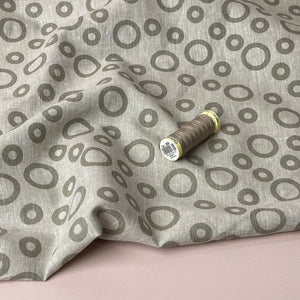 Circles Melange Linen Cotton Fabric in Sand