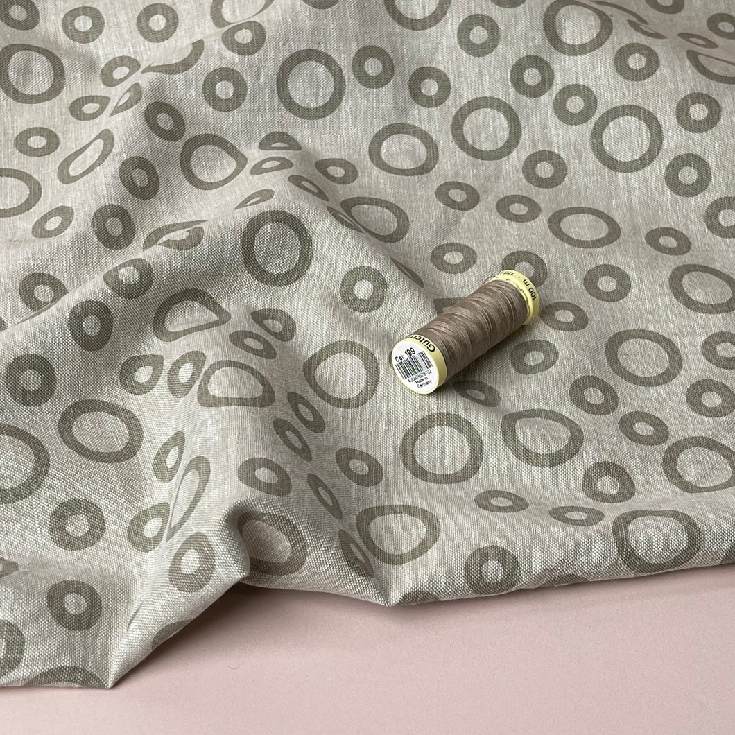 Circles Melange Linen Cotton Fabric in Sand