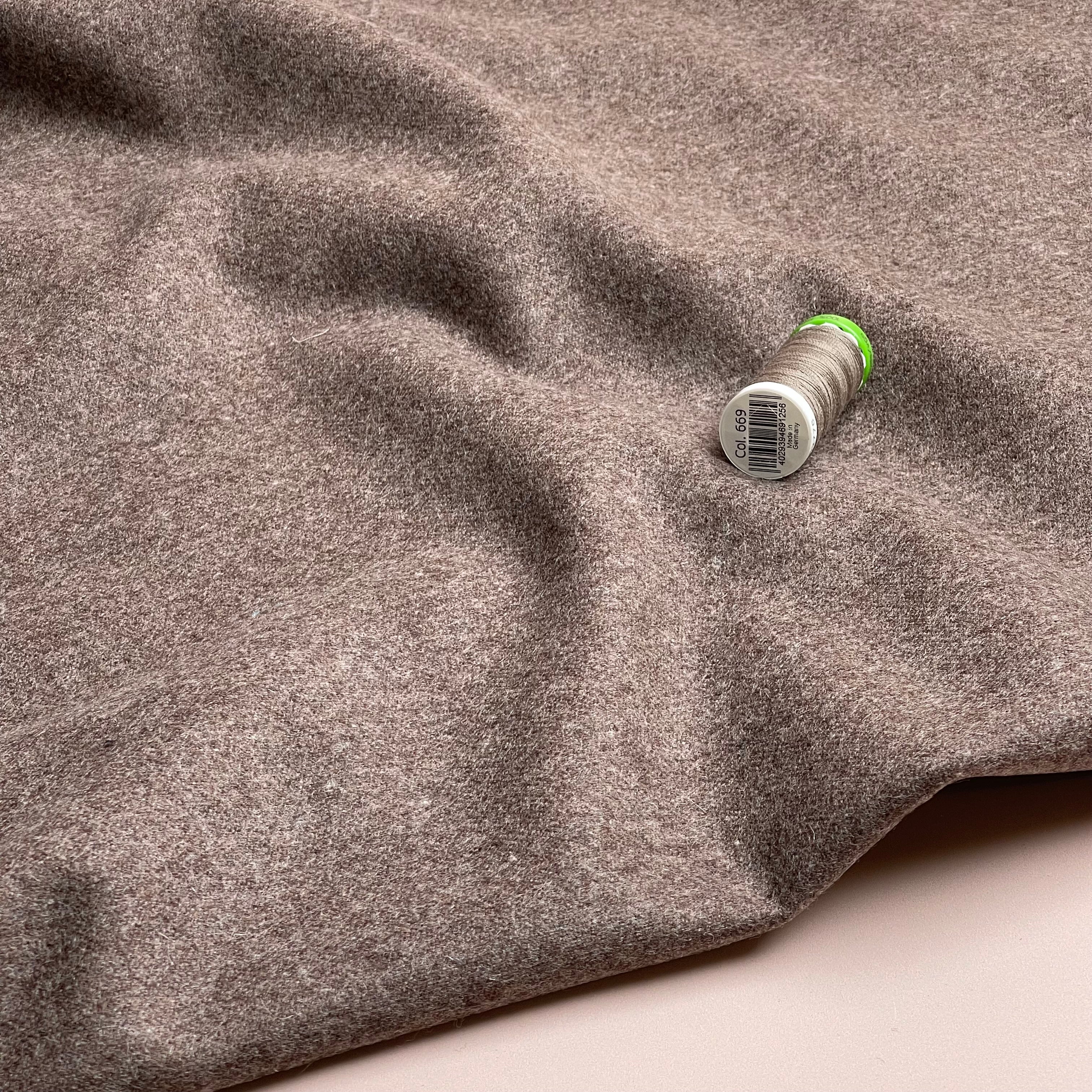 Deadstock Plain Light Beige Wool Coating Fabric