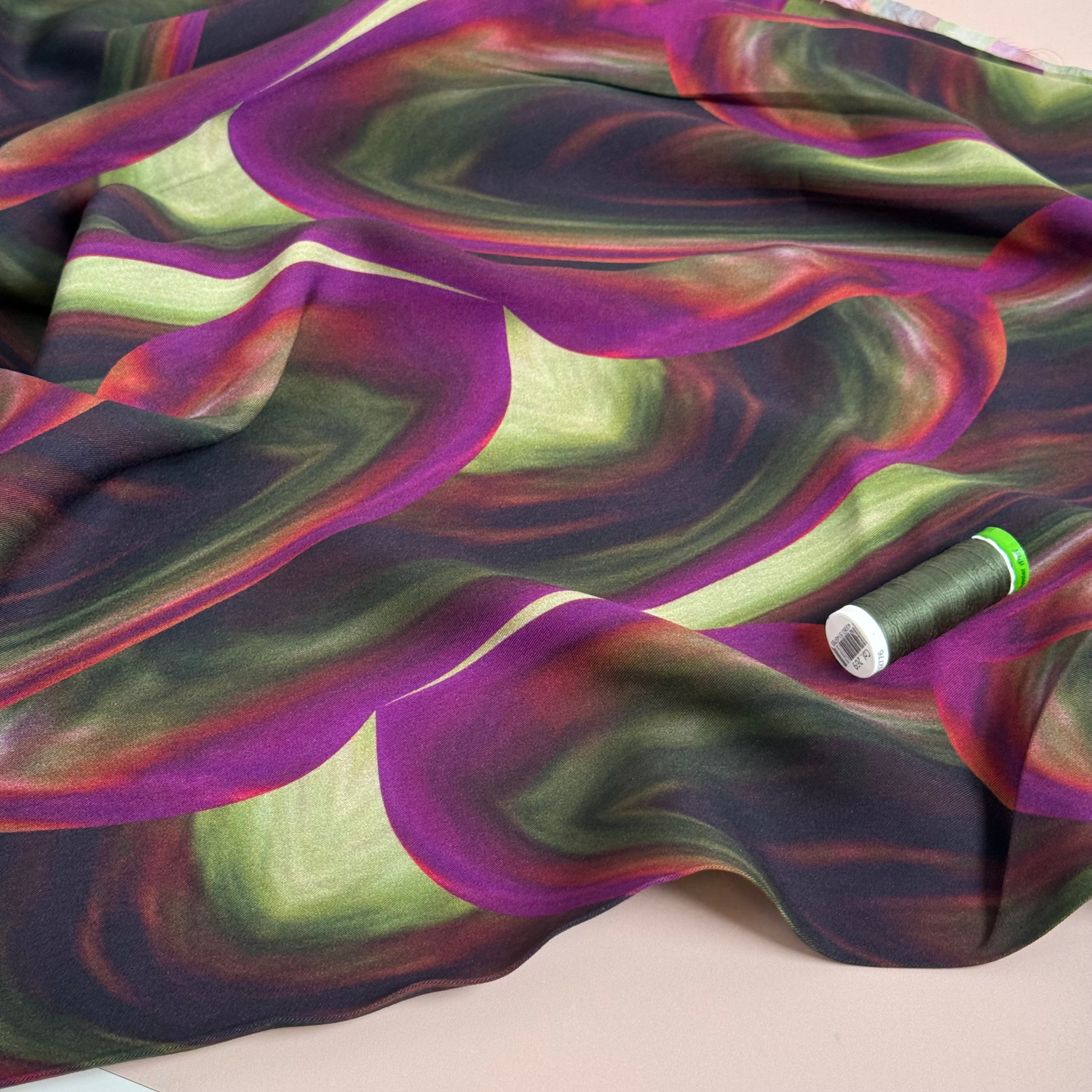 Swirly Leaves Viscose Twill with LENZING™ ECOVERO™ fibres