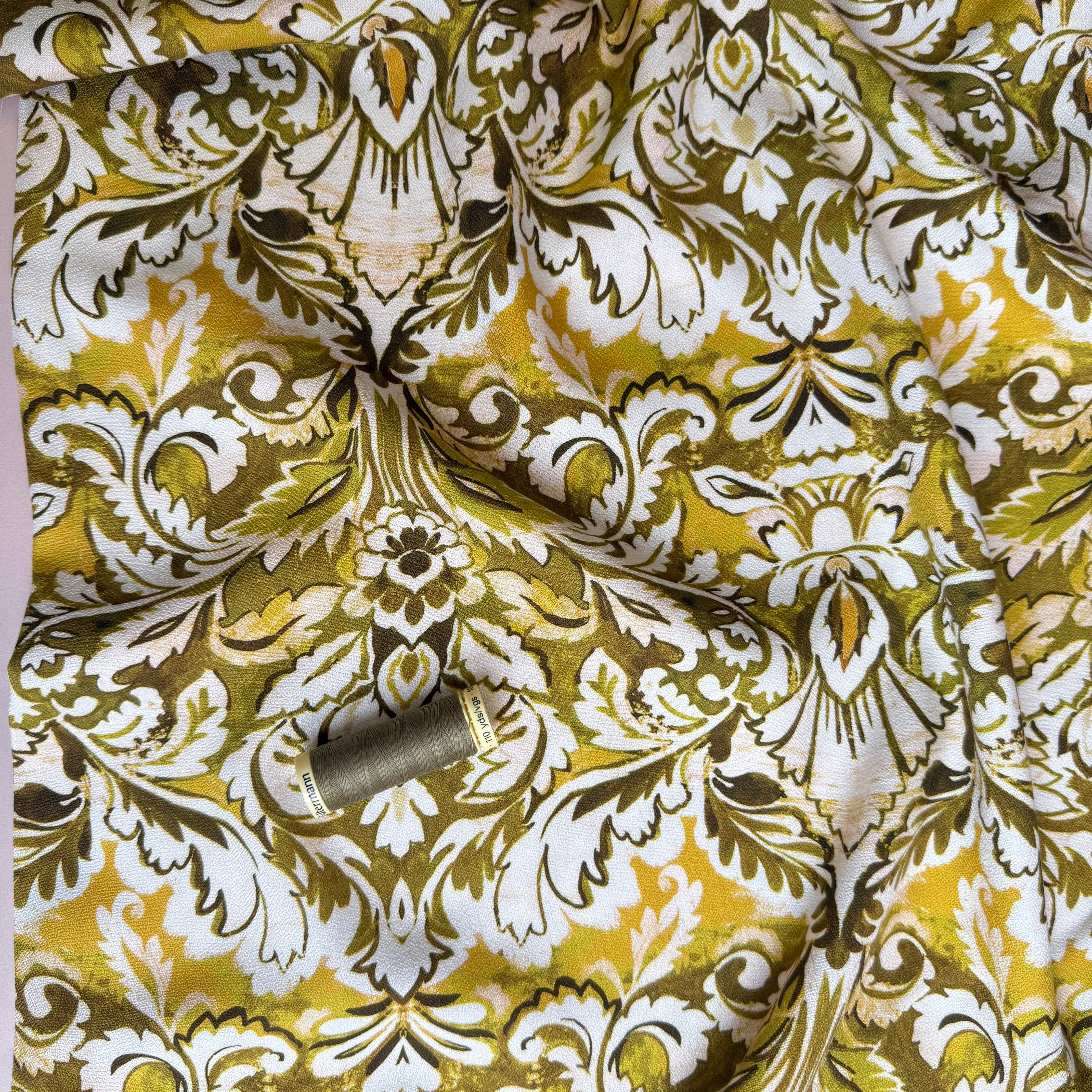 Ochre Ornaments Soft Viscose Crepe