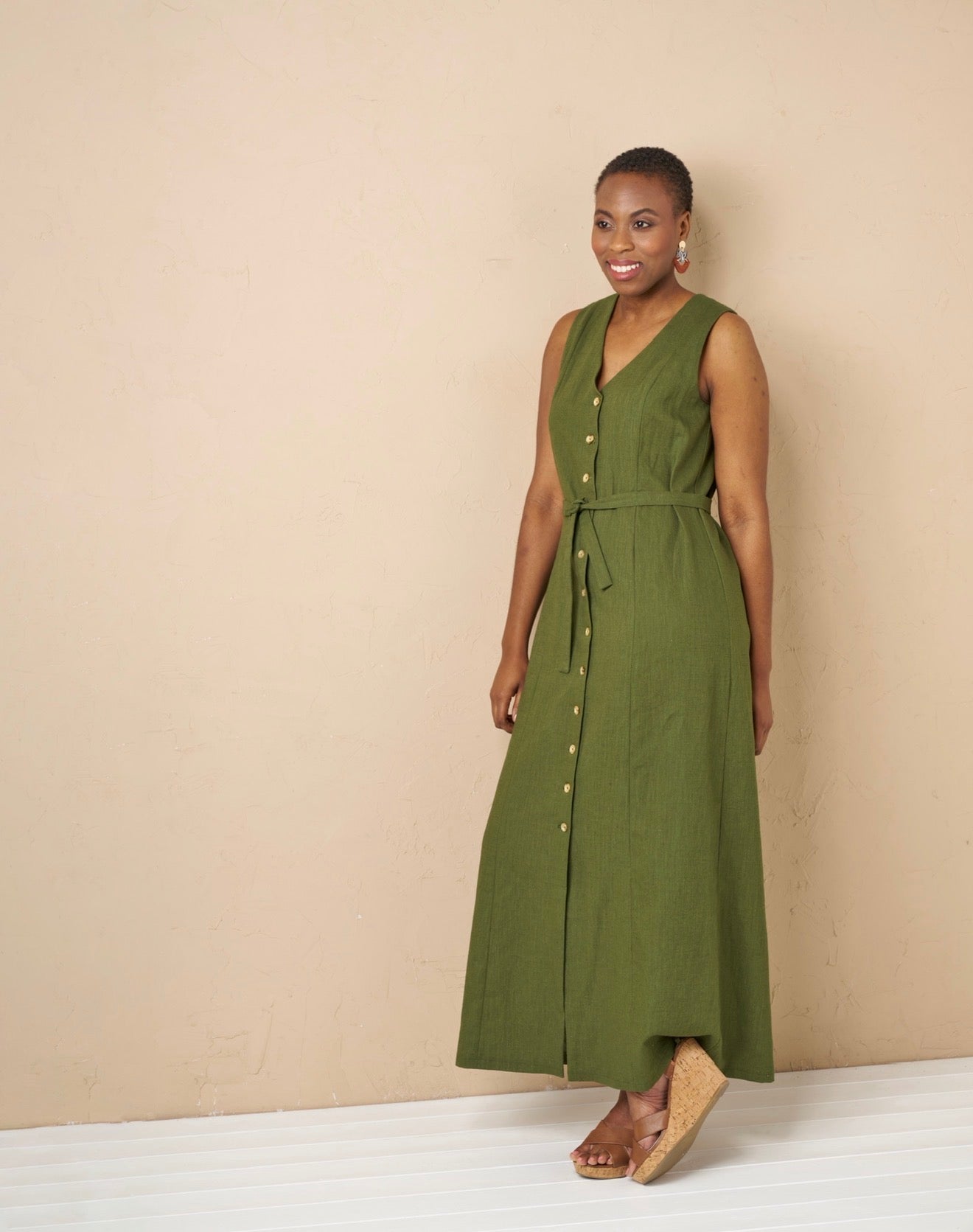 Breeze Olive Green - Enzyme Washed Linen Cotton Fabric