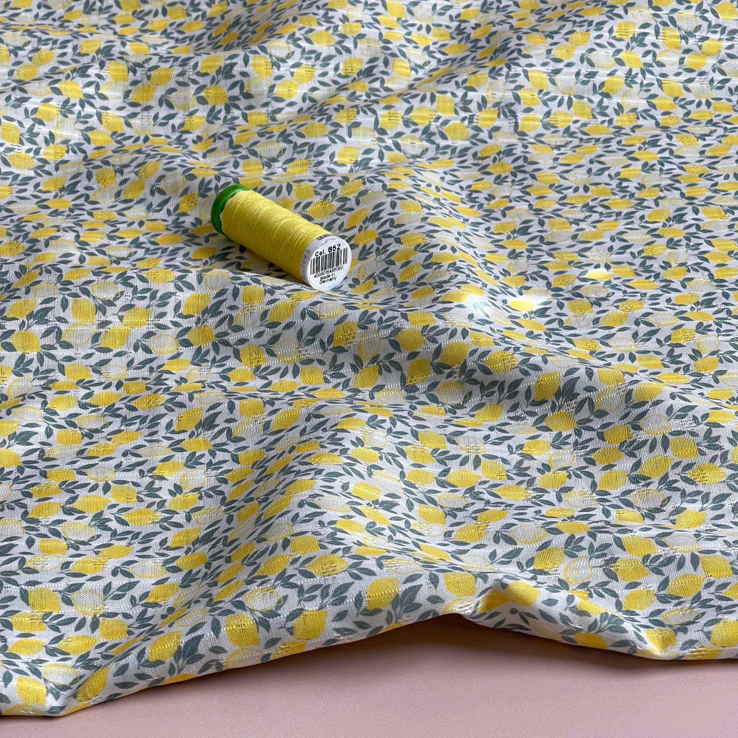 Lemons Lace Stripes Cotton Fabric