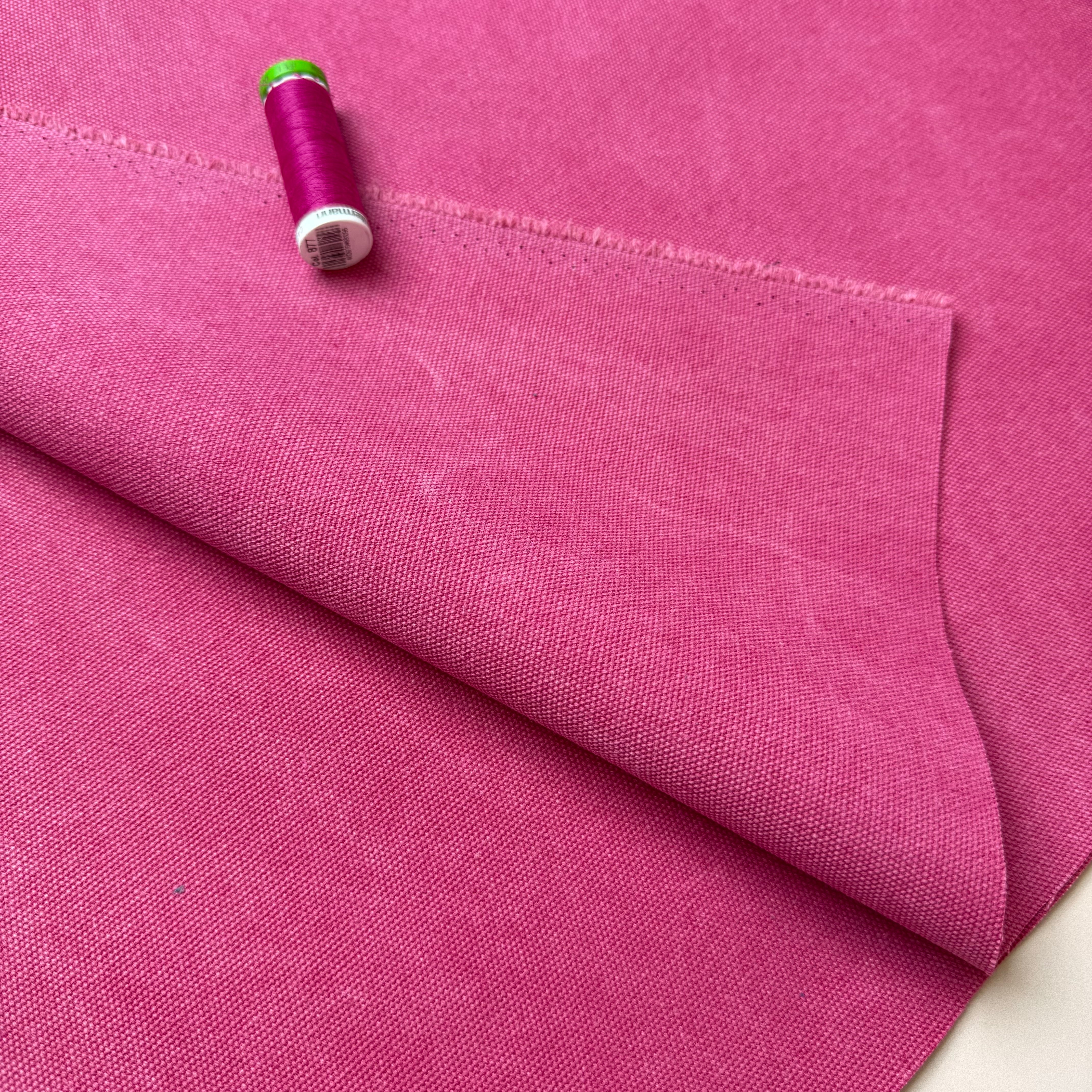 Water Repellent Waxed Cotton Canvas Fabric in Fuschia