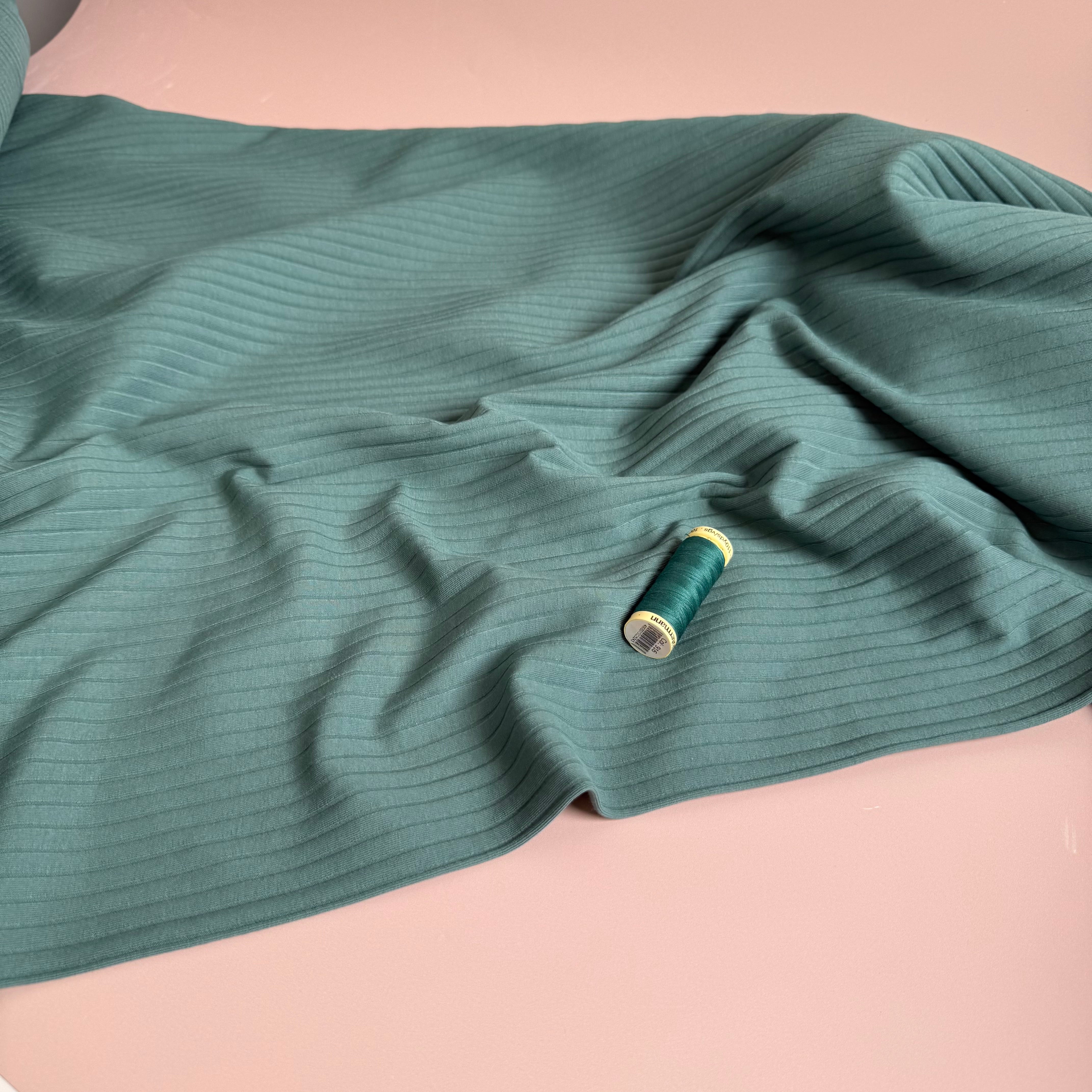 Petrol Cotton Ribbed Jersey
