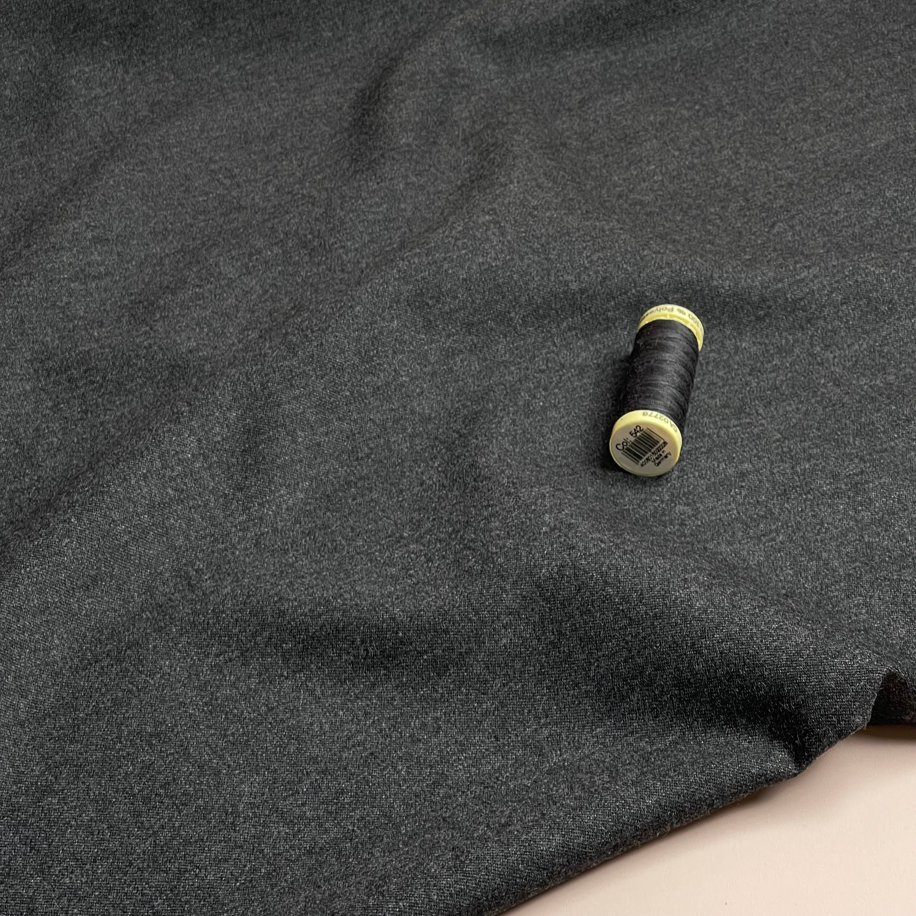 Deadstock Plain Charcoal Pure Wool Suiting Fabric