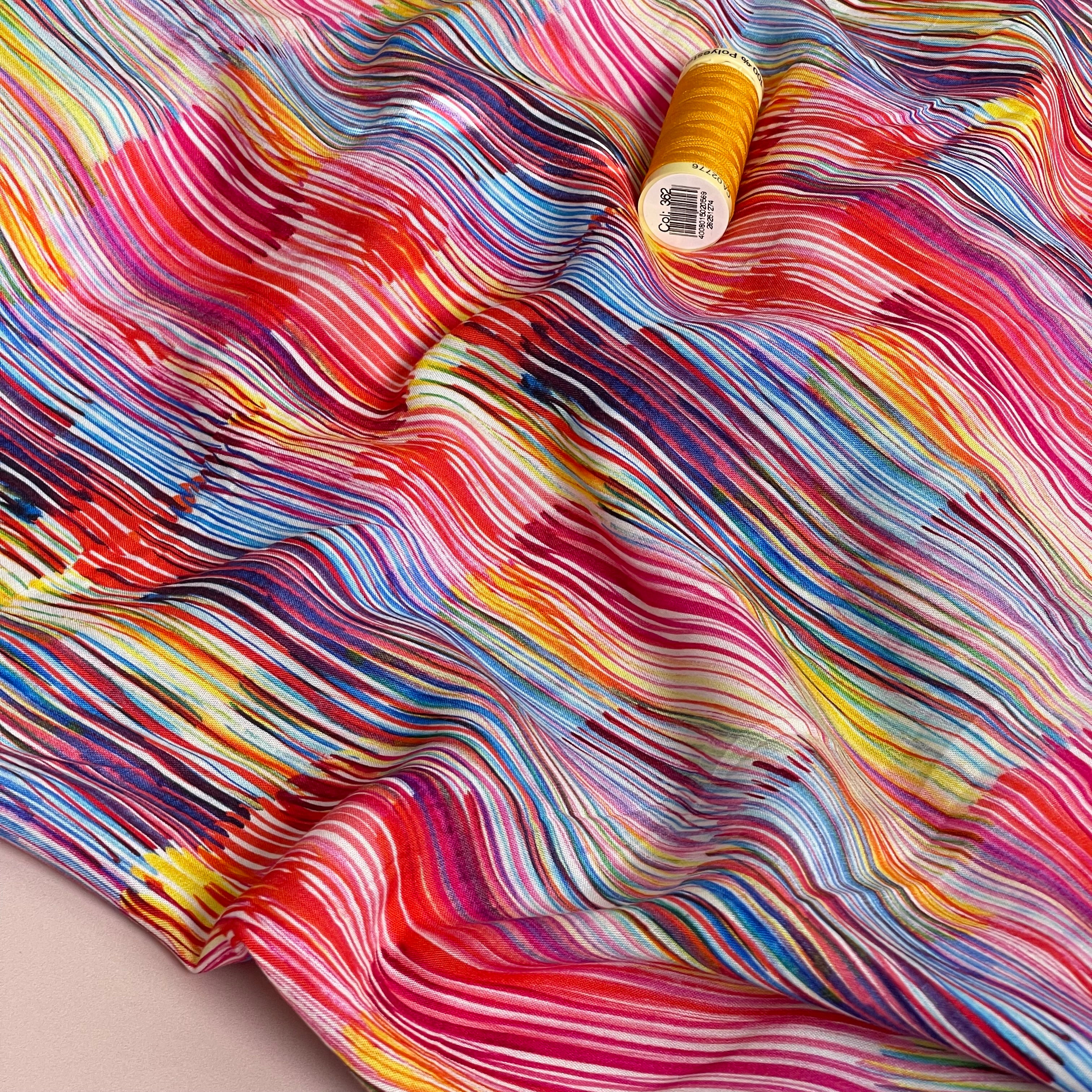 Hazy Strokes Viscose Poplin Fabric