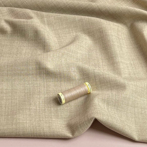 Deadstock Pure Wool Flannel Suiting Fabric in Oatmeal