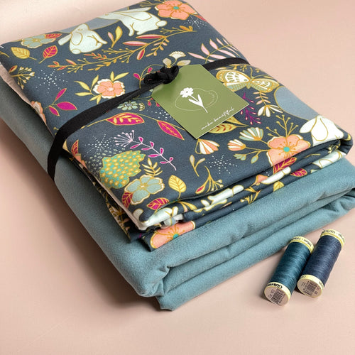 Limited Edition - Luxury Pyjama Kit with Moon Stories Cotton Jersey and Plain Flannel