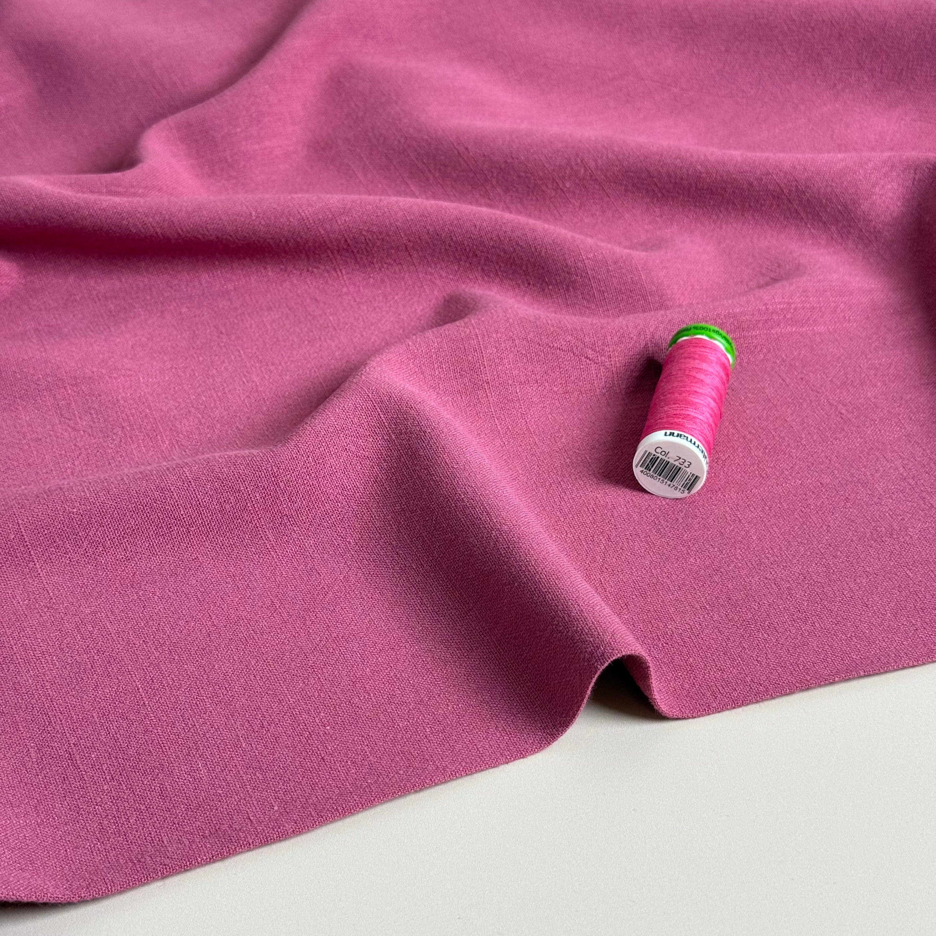 Flow Raspberry Viscose Linen Blend Dress Fabric